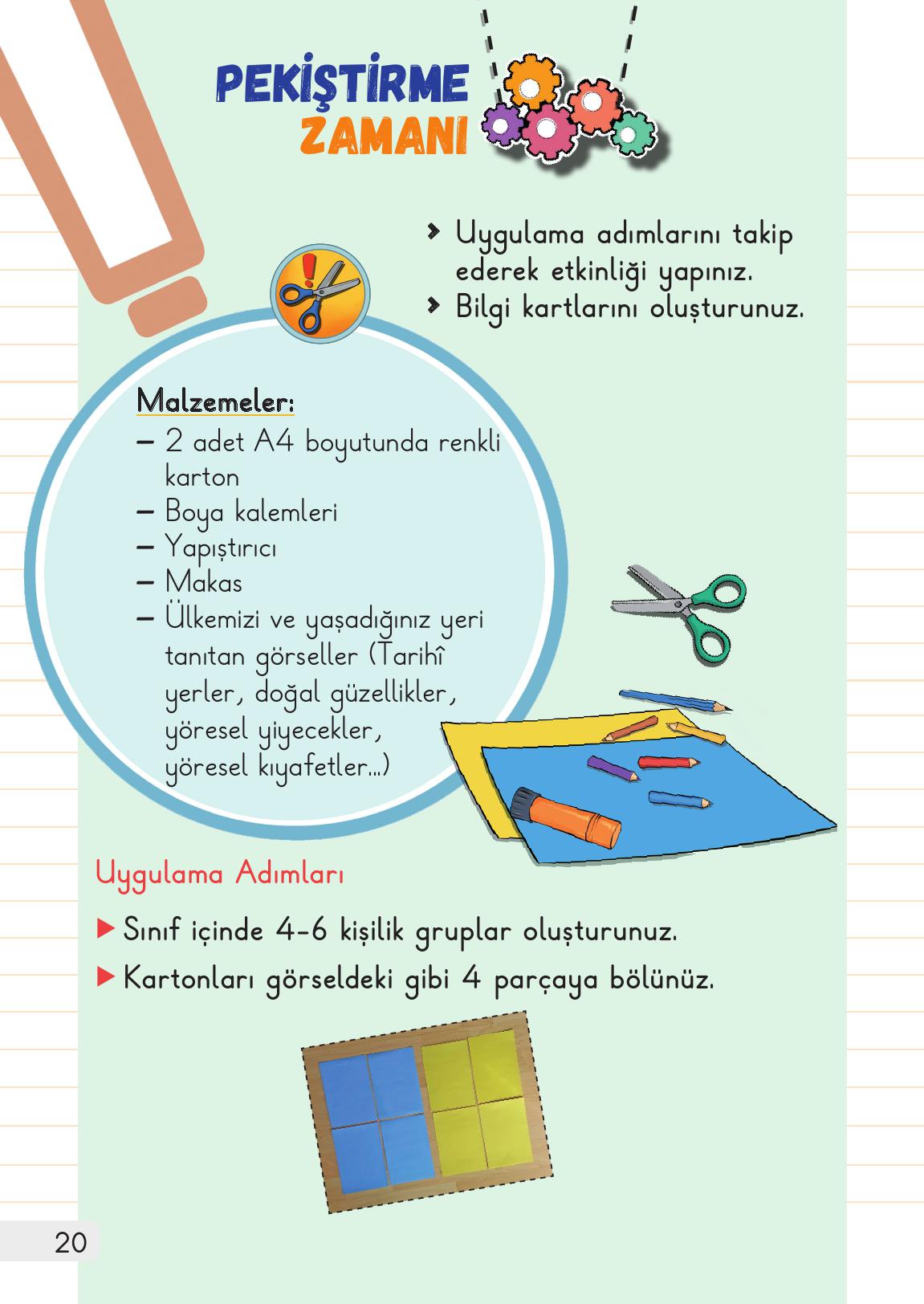 1. Sınıf Meb Yayınları Hayat Bilgisi 2. Kitap Ders Kitabı Sayfa 20 Cevapları
