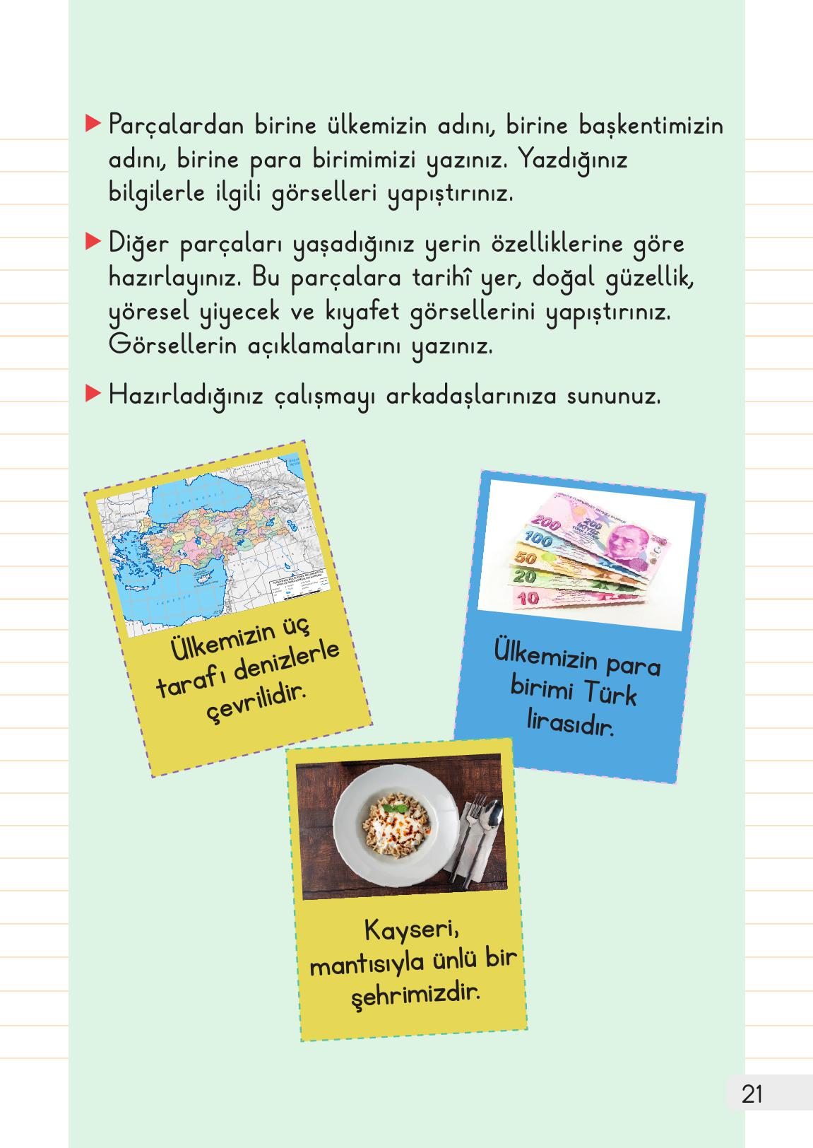 1. Sınıf Meb Yayınları Hayat Bilgisi 2. Kitap Ders Kitabı Sayfa 21 Cevapları