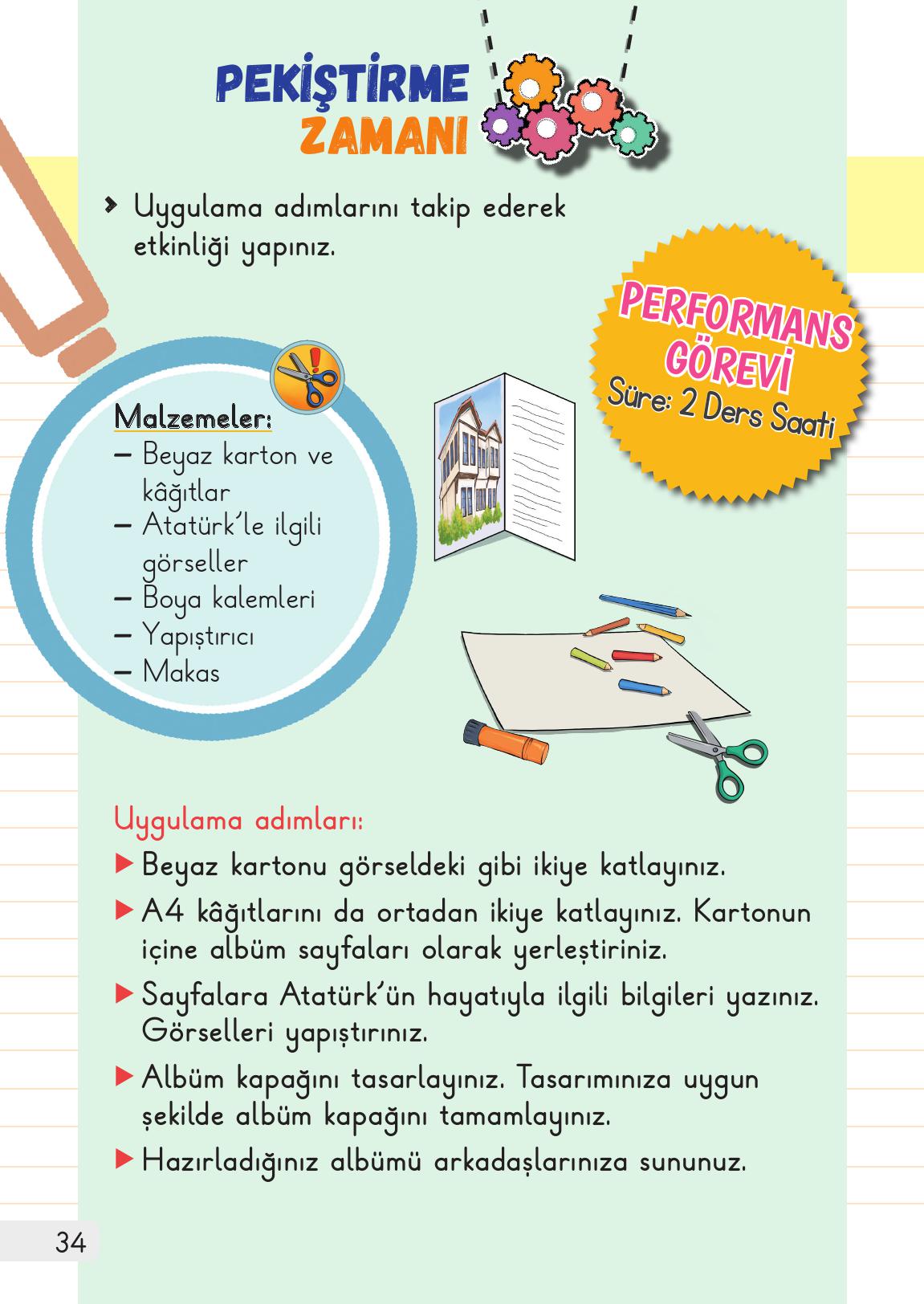 1. Sınıf Meb Yayınları Hayat Bilgisi 2. Kitap Ders Kitabı Sayfa 34 Cevapları