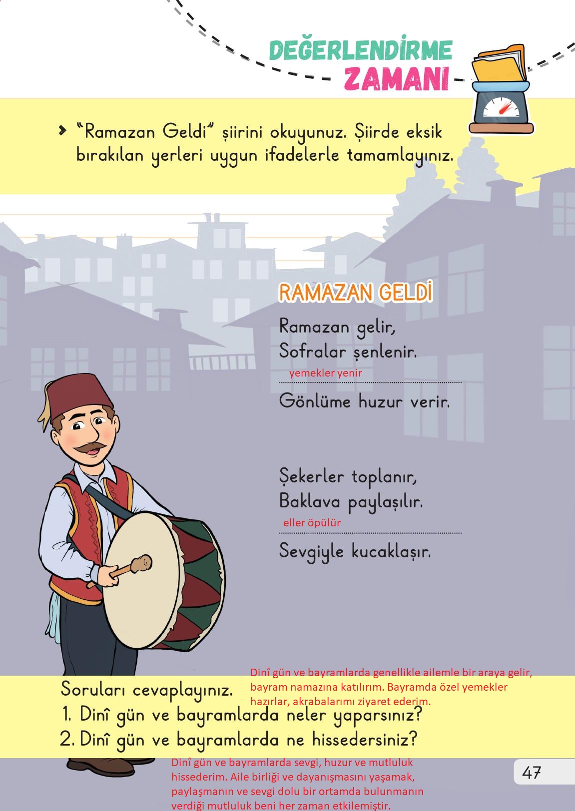 1. Sınıf Meb Yayınları Hayat Bilgisi 2. Kitap Ders Kitabı Sayfa 47 Cevapları