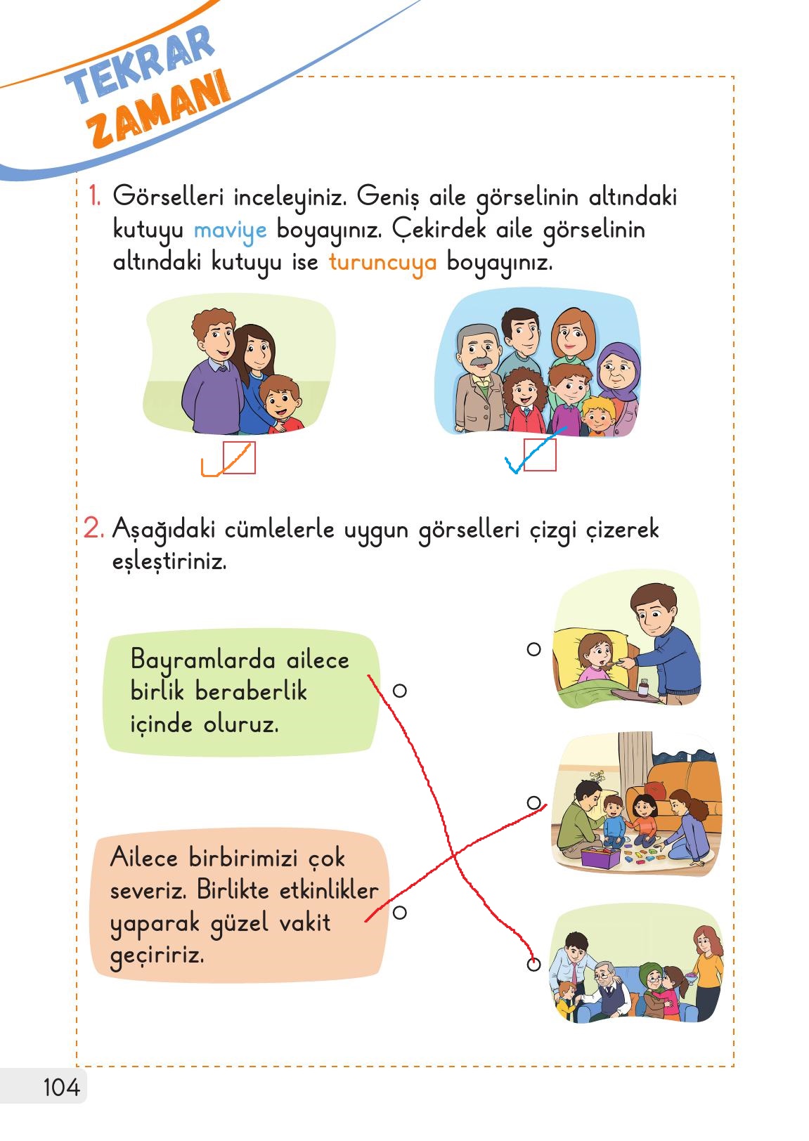 1. Sınıf Meb Yayınları Hayat Bilgisi Ders Kitabı Sayfa 104 Cevapları