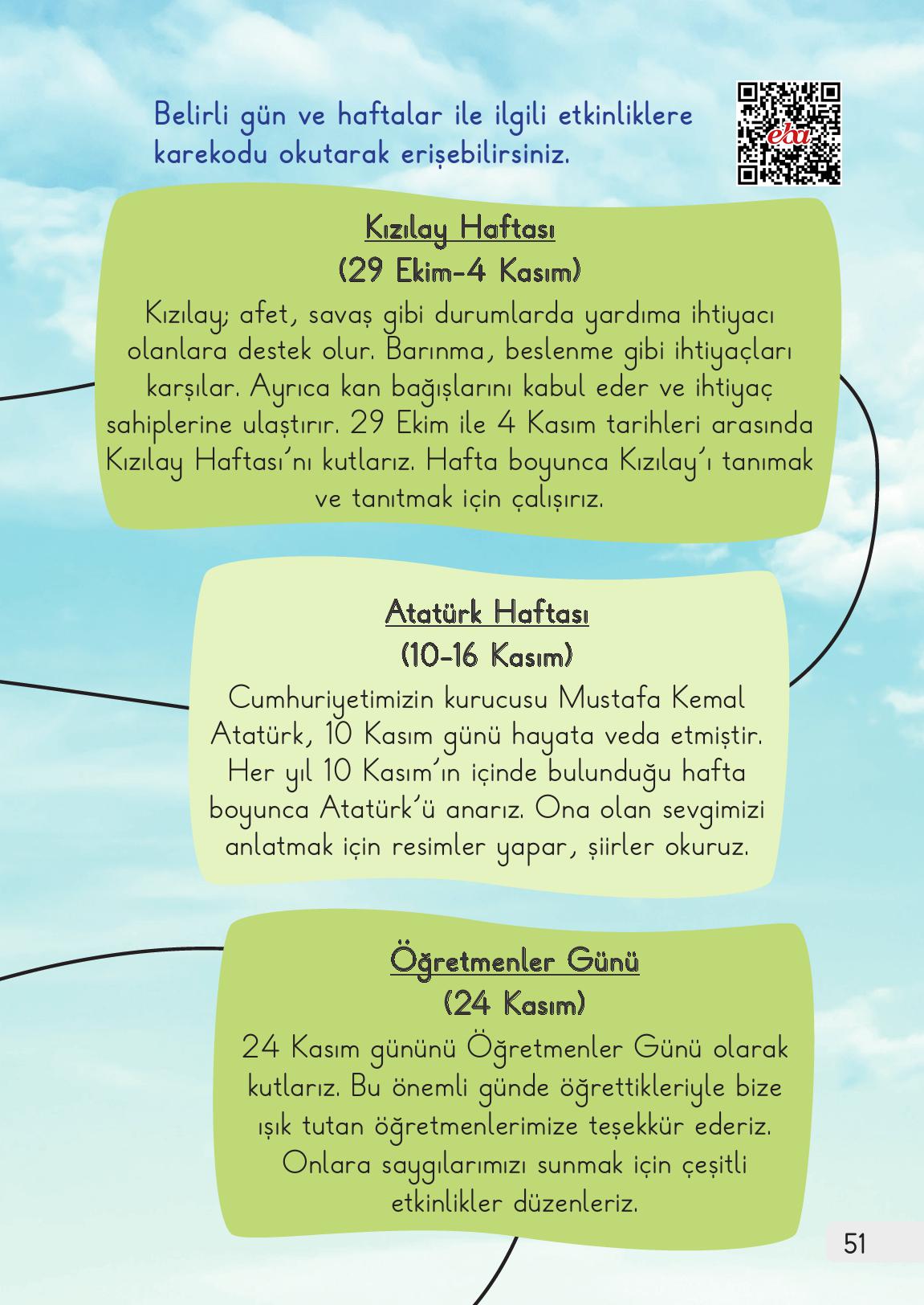 1. Sınıf Meb Yayınları Hayat Bilgisi Ders Kitabı Sayfa 51 Cevapları