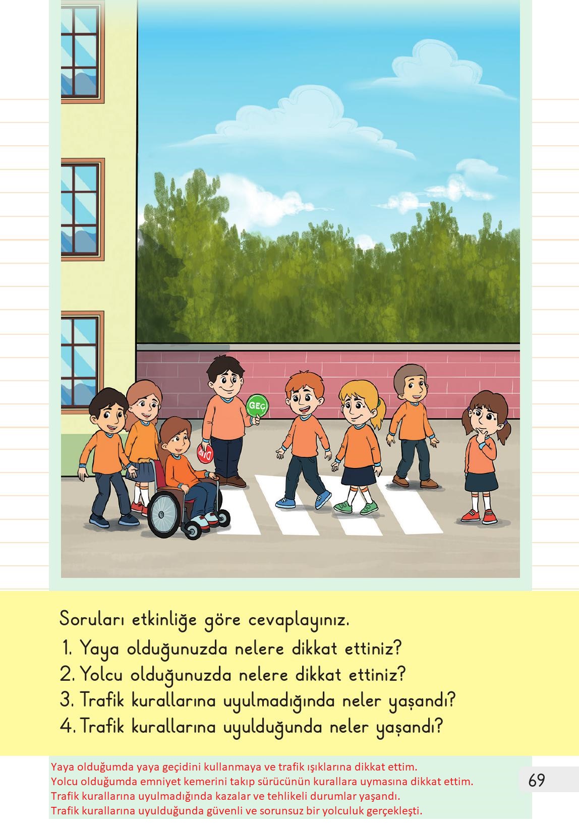 1. Sınıf Meb Yayınları Hayat Bilgisi Ders Kitabı Sayfa 69 Cevapları