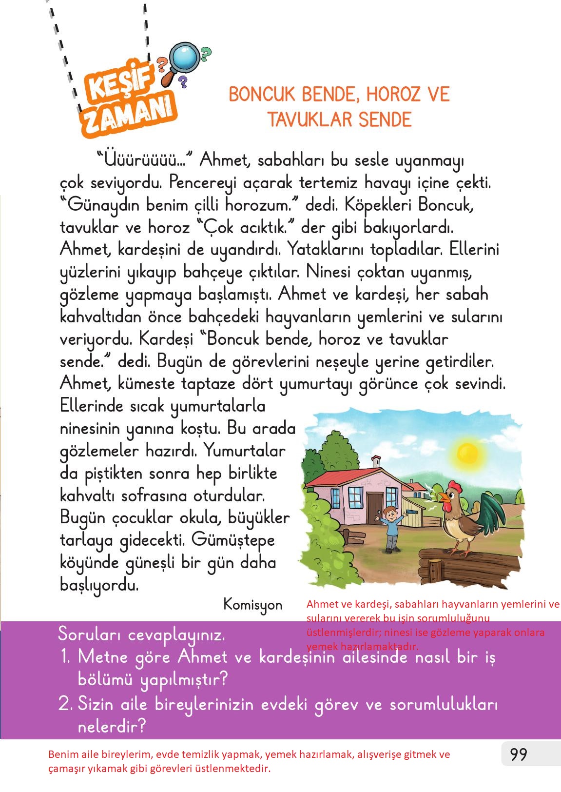 1. Sınıf Meb Yayınları Hayat Bilgisi Ders Kitabı Sayfa 99 Cevapları