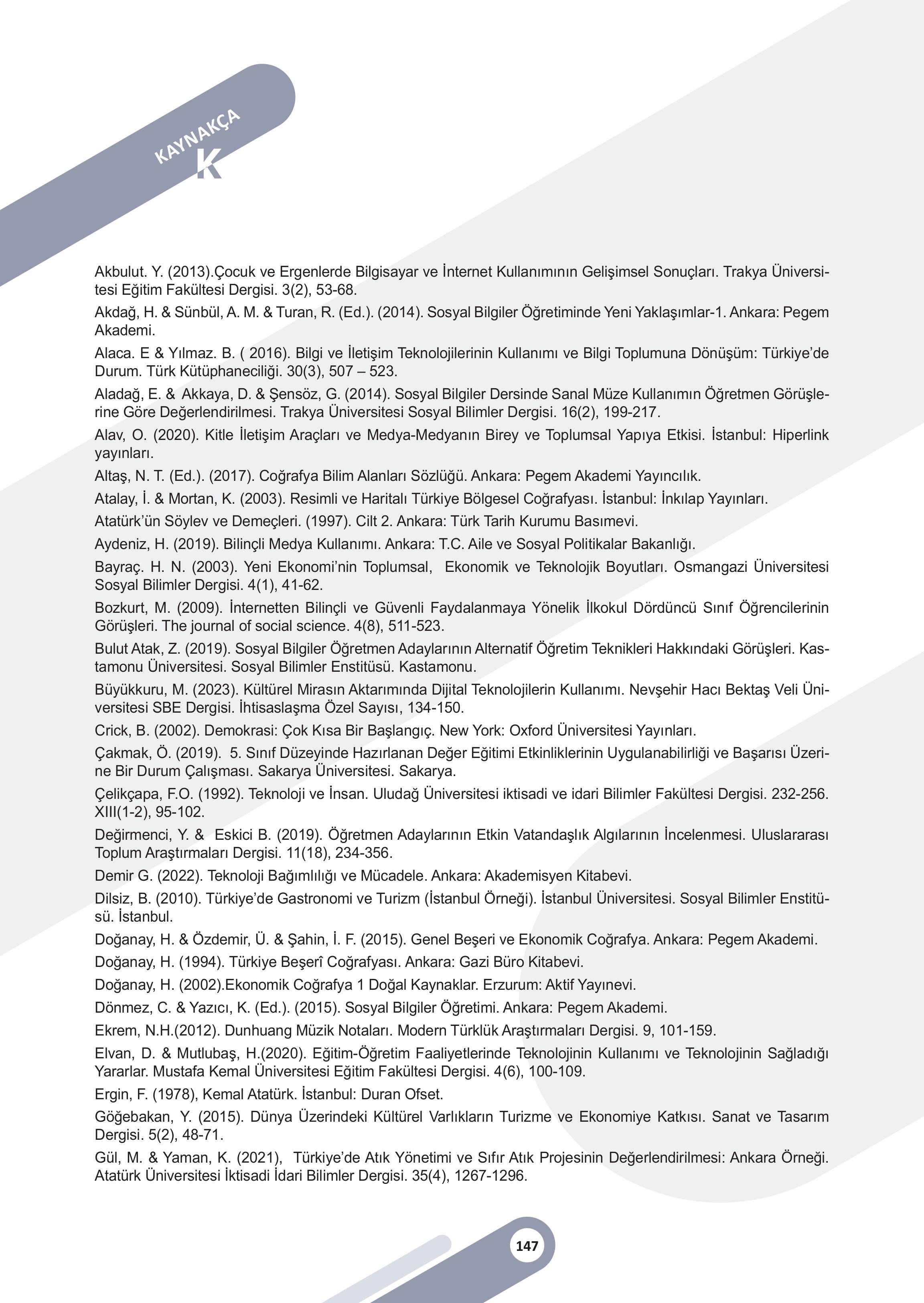 5. Sınıf Meb Yayınları Sosyal Bilgiler 2. Kitap Ders Kitabı Sayfa 147 Cevapları