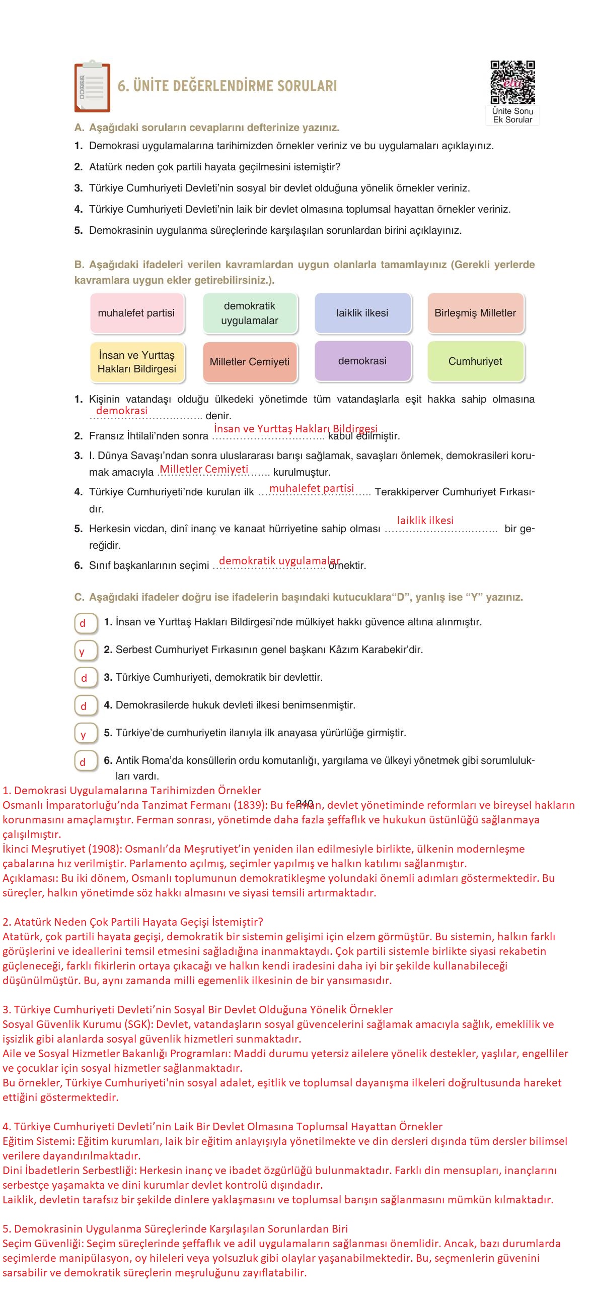 7. Sınıf Yıldırım Yayınları Sosyal Bilgiler Ders Kitabı Sayfa 240 Cevapları 7. Sınıf Yıldırım Yayınları Sosyal Bilgiler Ders Kitabı Sayfa 240 Cevapları