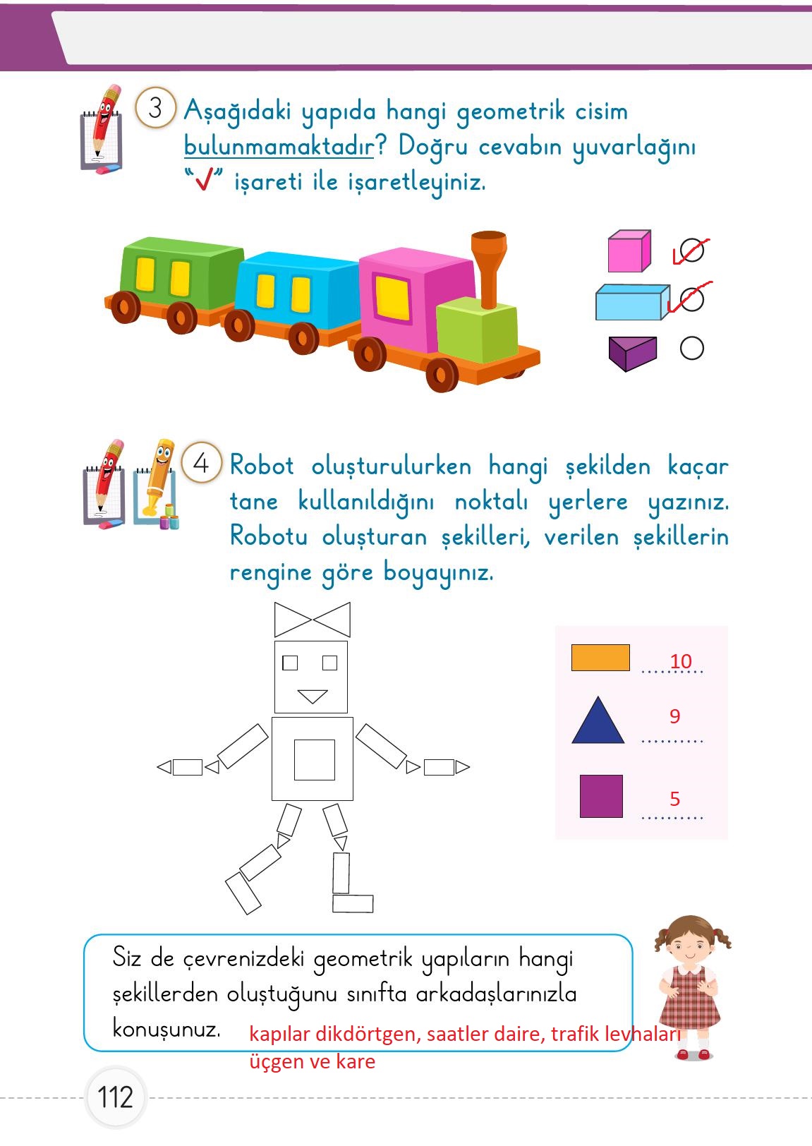 1. Sınıf Meb Yayınları 2. Kitap Matematik Ders Kitabı Sayfa 112 Cevapları