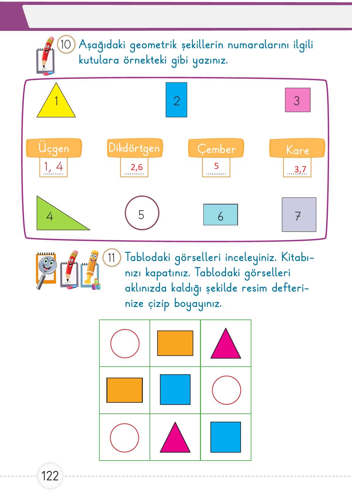 1. Sınıf Meb Yayınları 2. Kitap Matematik Ders Kitabı Sayfa 122 Cevapları