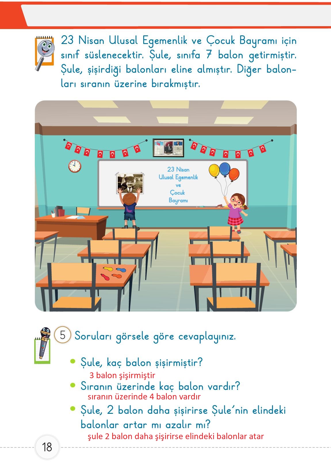 1. Sınıf Meb Yayınları 2. Kitap Matematik Ders Kitabı Sayfa 18 Cevapları