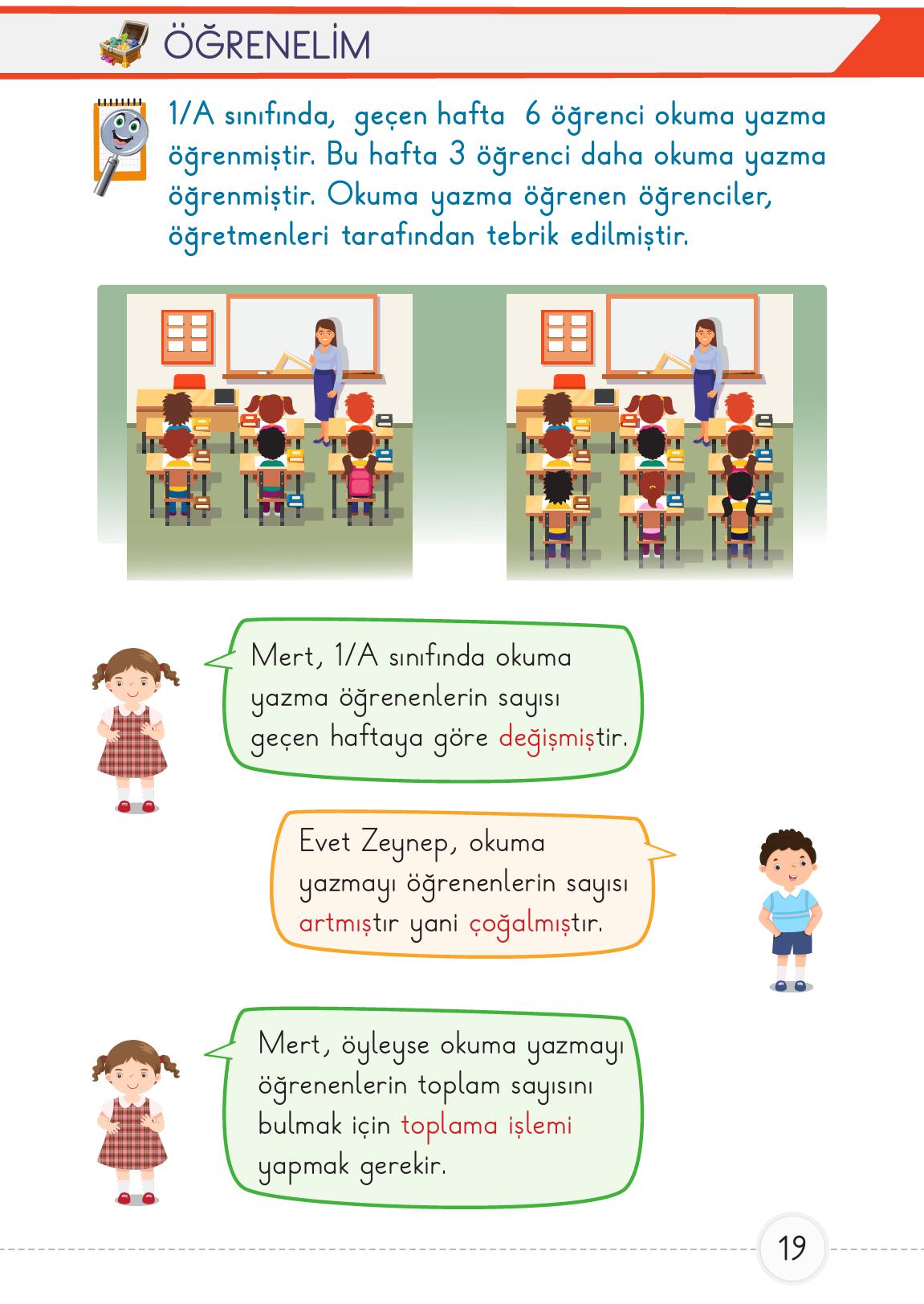 1. Sınıf Meb Yayınları 2. Kitap Matematik Ders Kitabı Sayfa 19 Cevapları