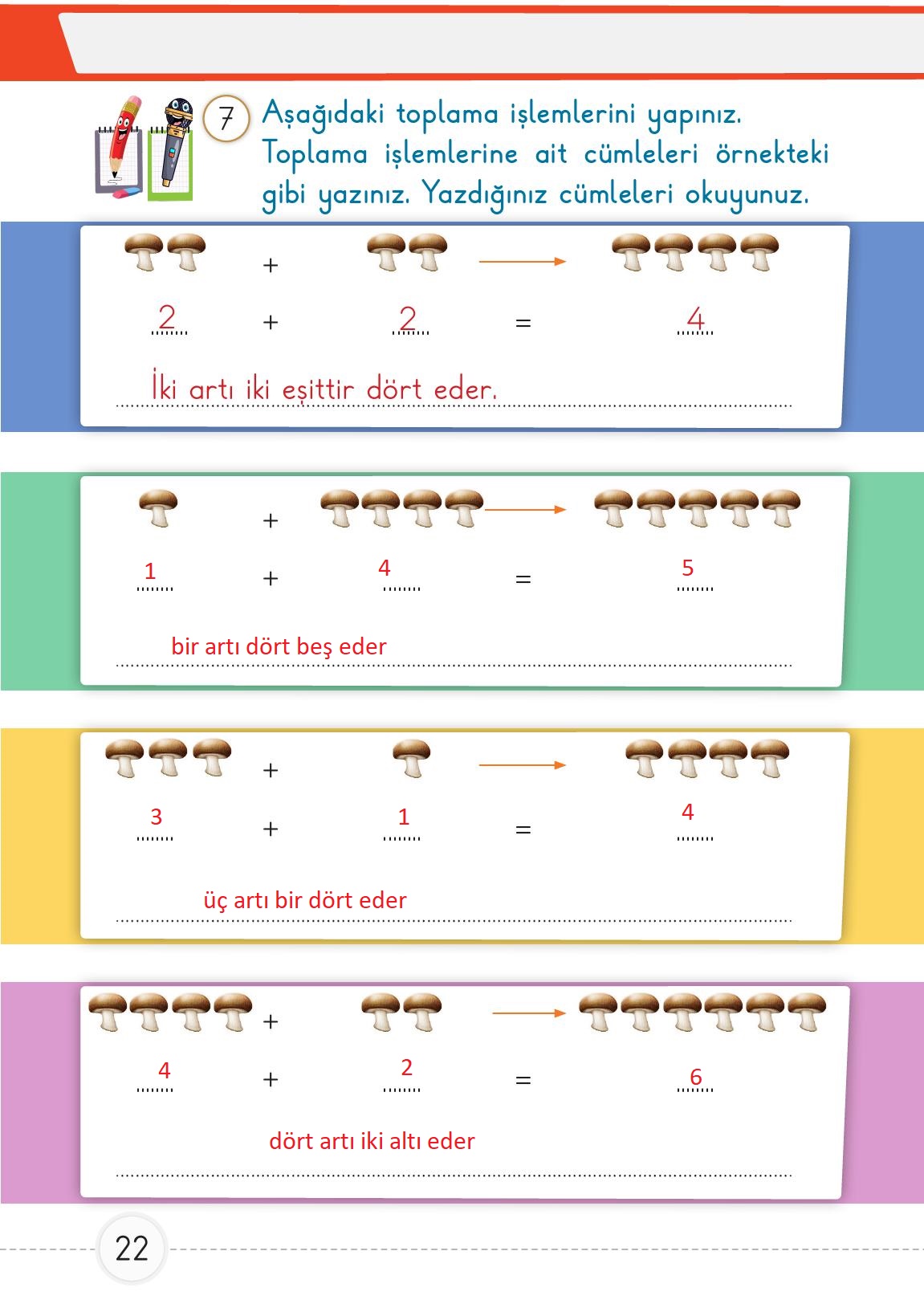 1. Sınıf Meb Yayınları 2. Kitap Matematik Ders Kitabı Sayfa 22 Cevapları