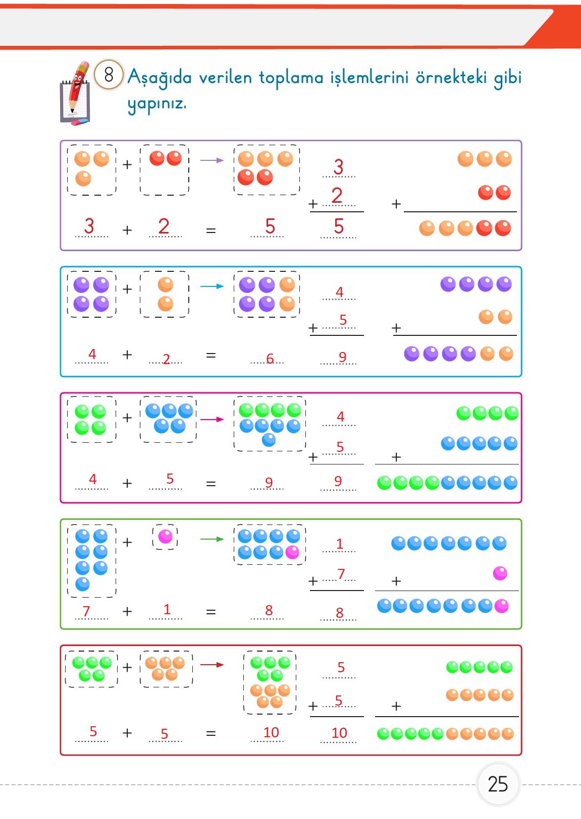 1. Sınıf Meb Yayınları 2. Kitap Matematik Ders Kitabı Sayfa 25 Cevapları