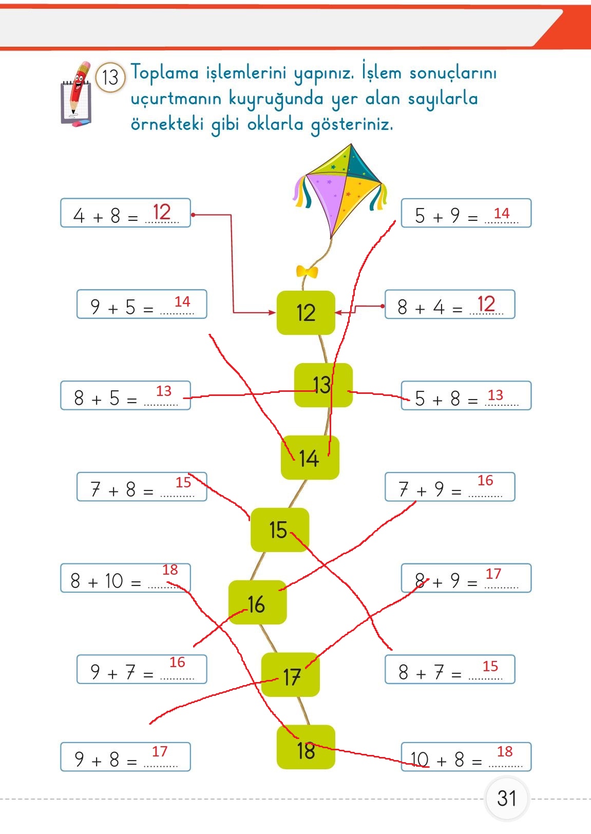 1. Sınıf Meb Yayınları 2. Kitap Matematik Ders Kitabı Sayfa 31 Cevapları