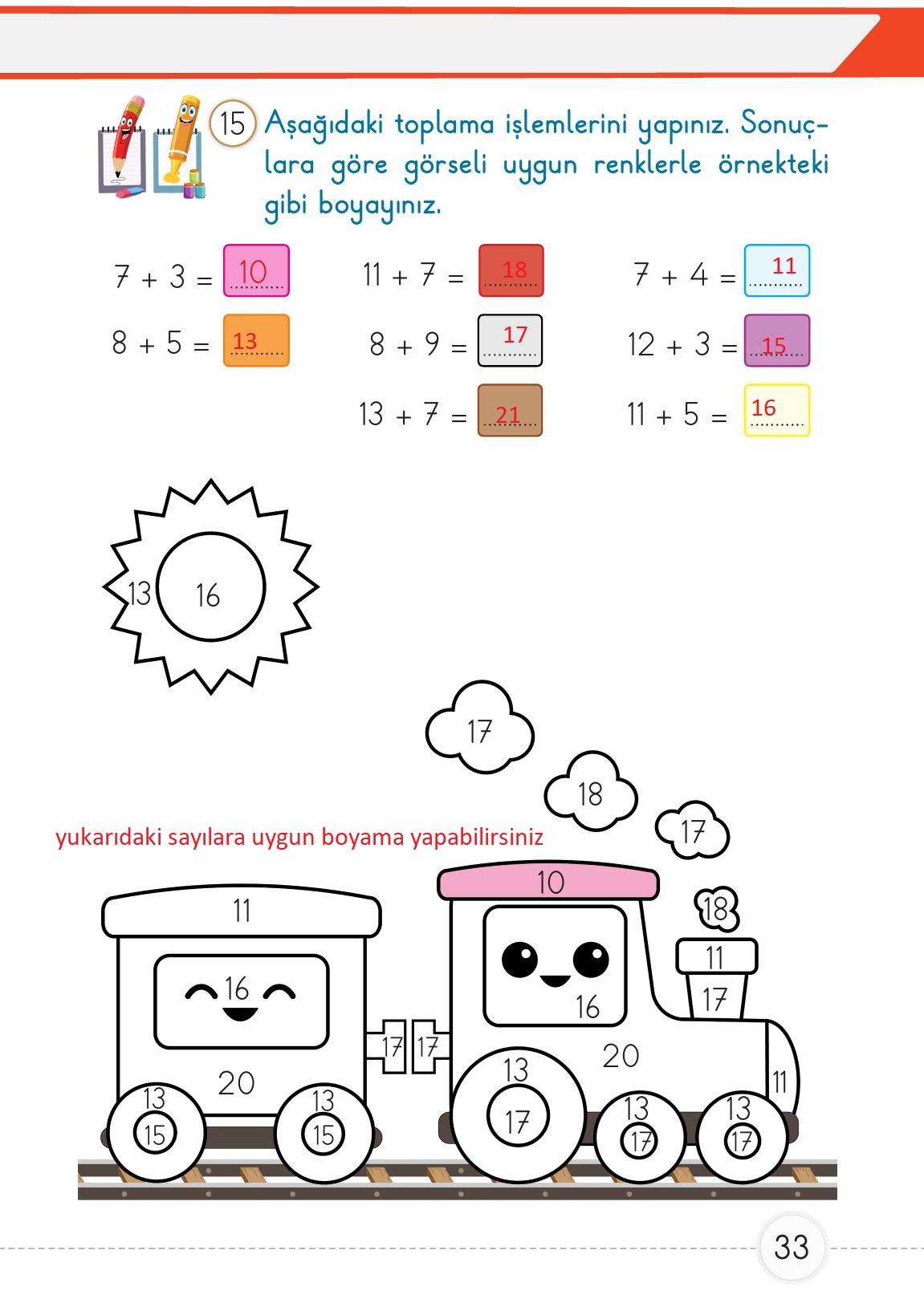 1. Sınıf Meb Yayınları 2. Kitap Matematik Ders Kitabı Sayfa 33 Cevapları