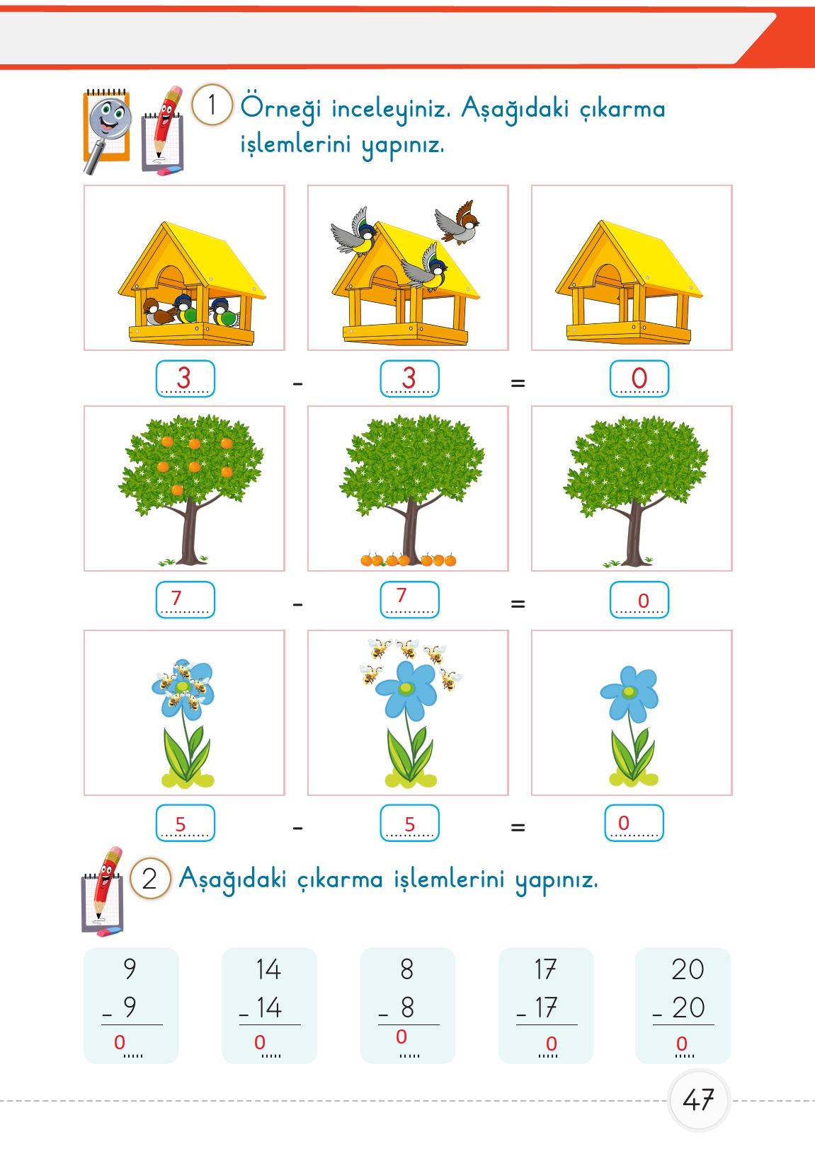 1. Sınıf Meb Yayınları 2. Kitap Matematik Ders Kitabı Sayfa 47 Cevapları