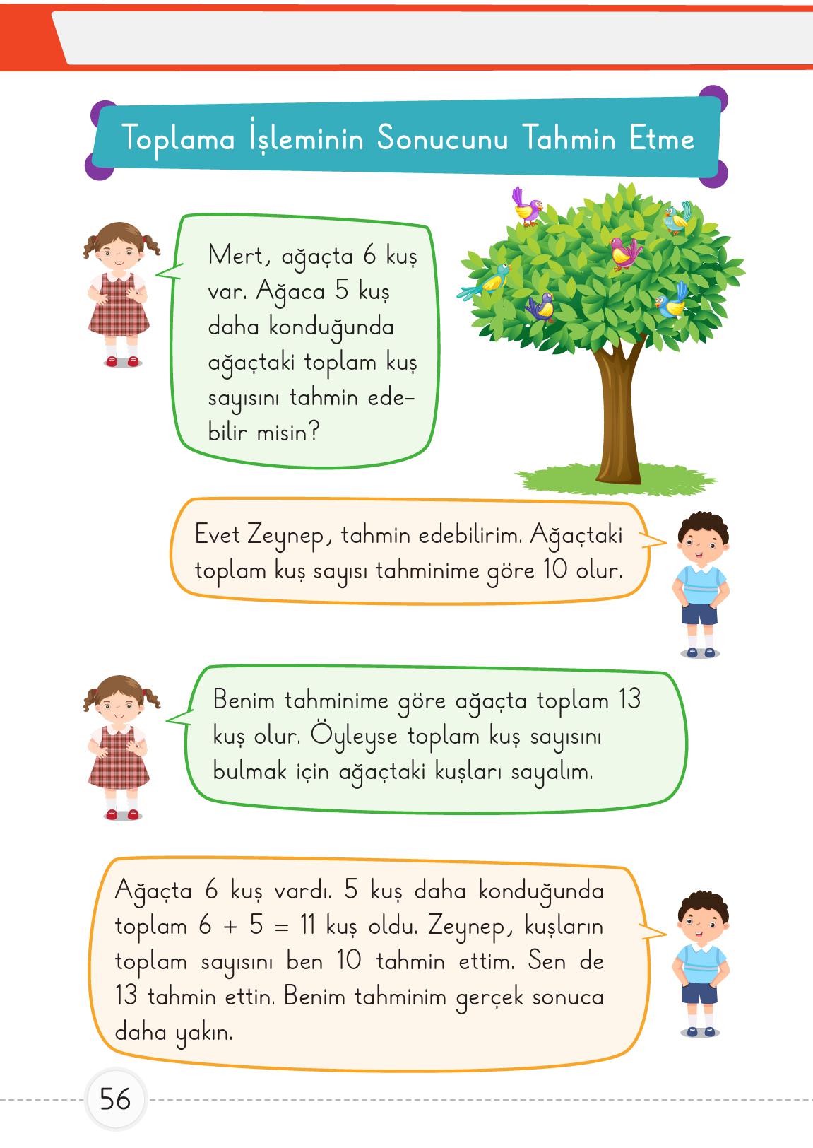 1. Sınıf Meb Yayınları 2. Kitap Matematik Ders Kitabı Sayfa 56 Cevapları