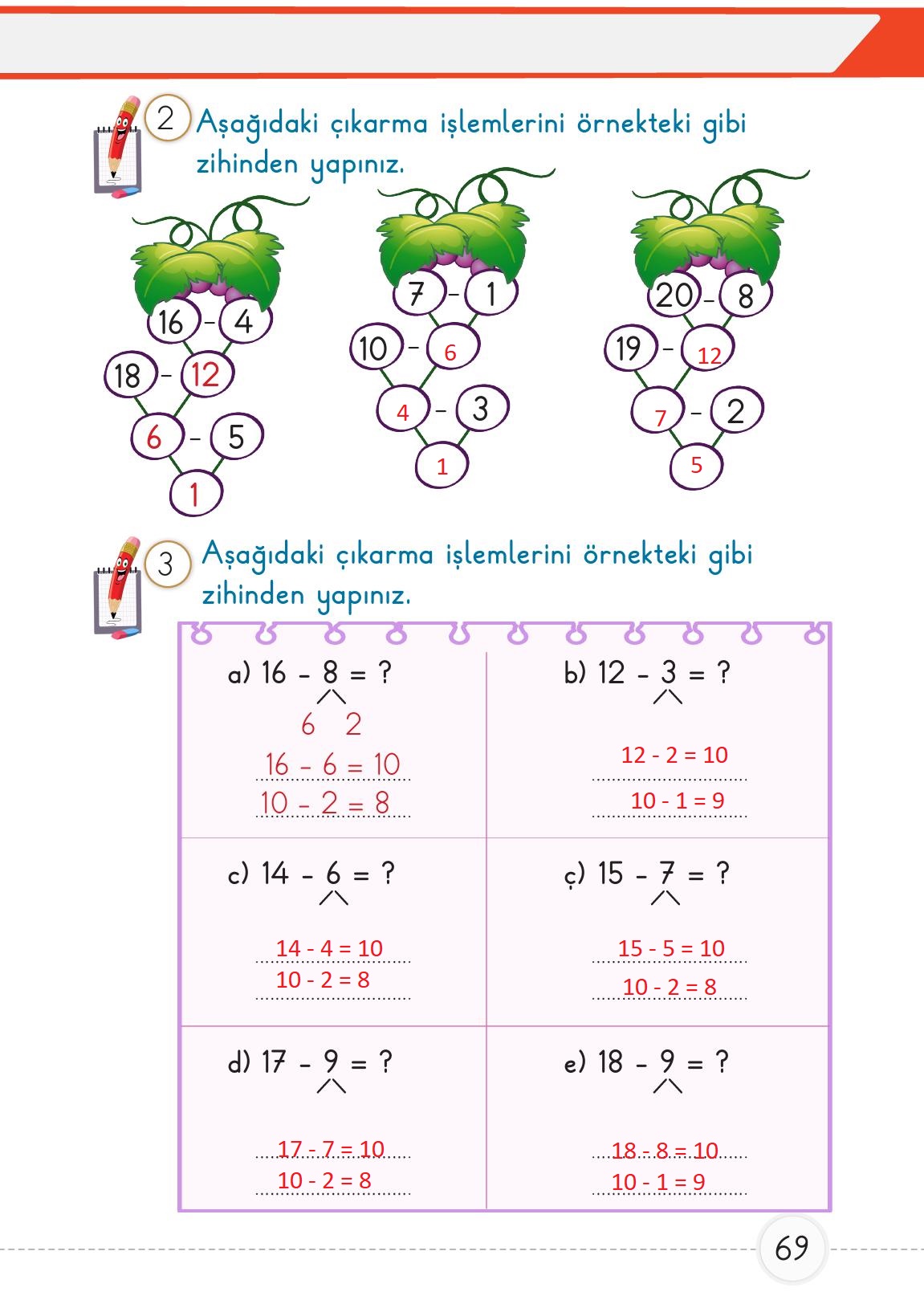 1. Sınıf Meb Yayınları 2. Kitap Matematik Ders Kitabı Sayfa 69 Cevapları