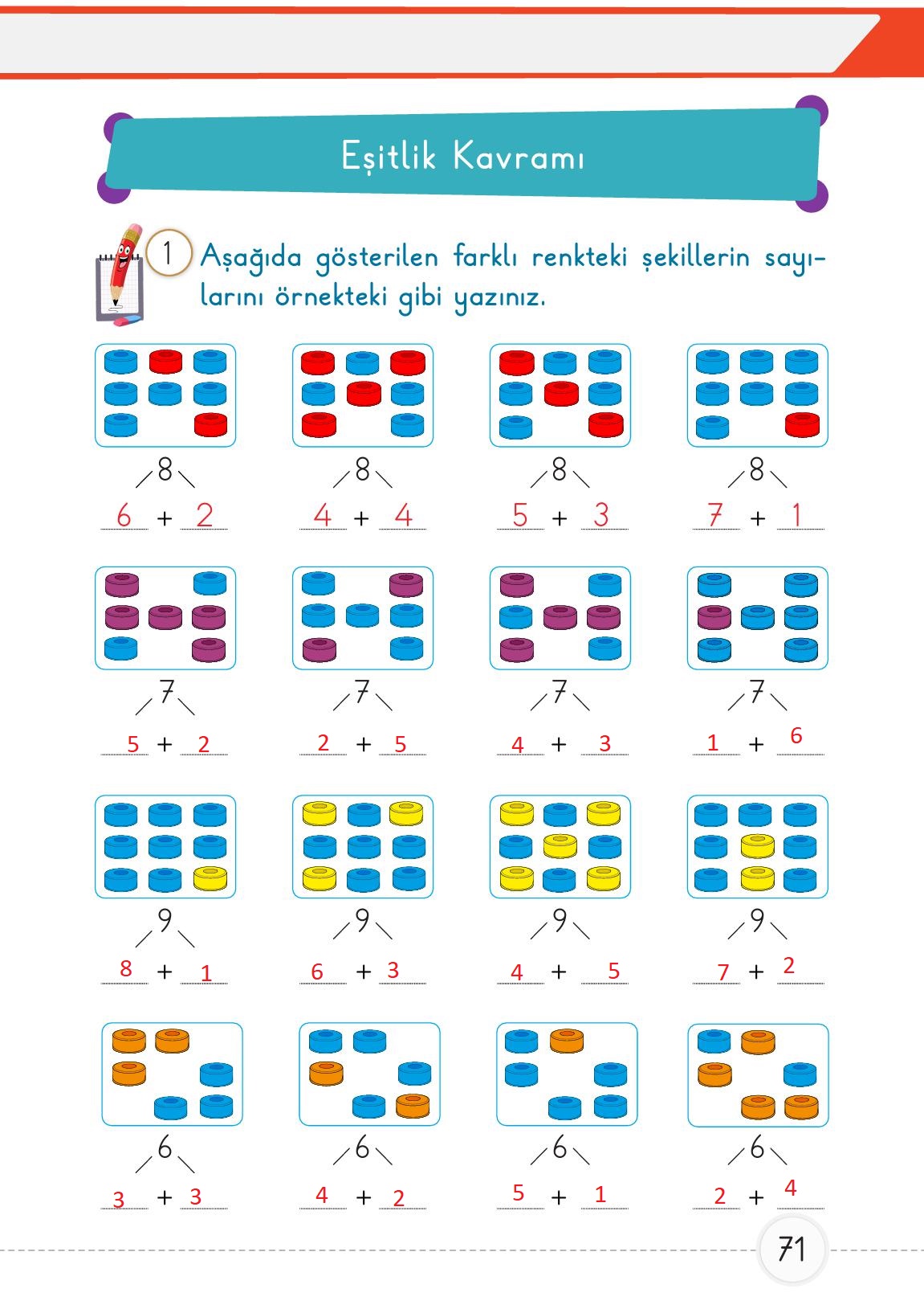 1. Sınıf Meb Yayınları 2. Kitap Matematik Ders Kitabı Sayfa 71 Cevapları