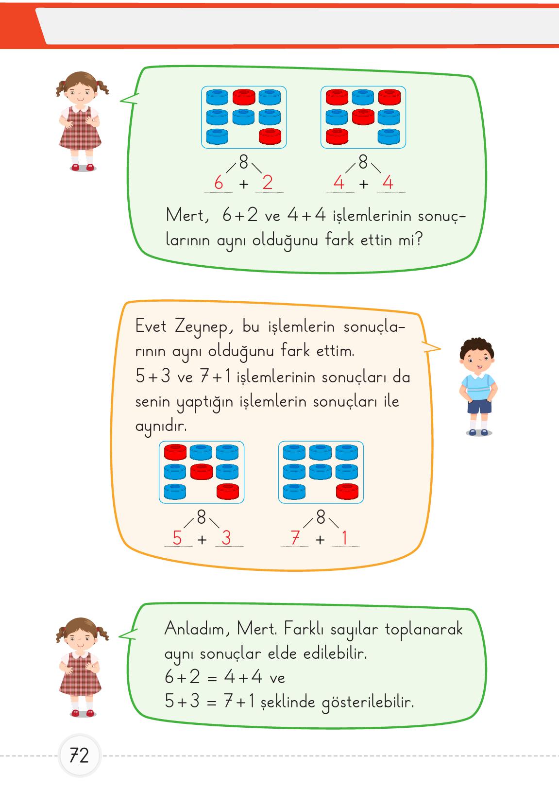 1. Sınıf Meb Yayınları 2. Kitap Matematik Ders Kitabı Sayfa 72 Cevapları