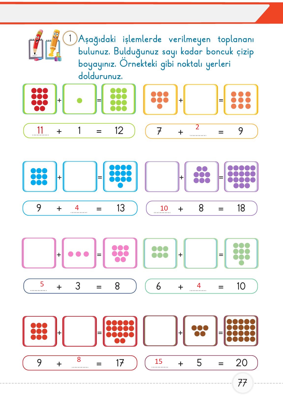 1. Sınıf Meb Yayınları 2. Kitap Matematik Ders Kitabı Sayfa 77 Cevapları