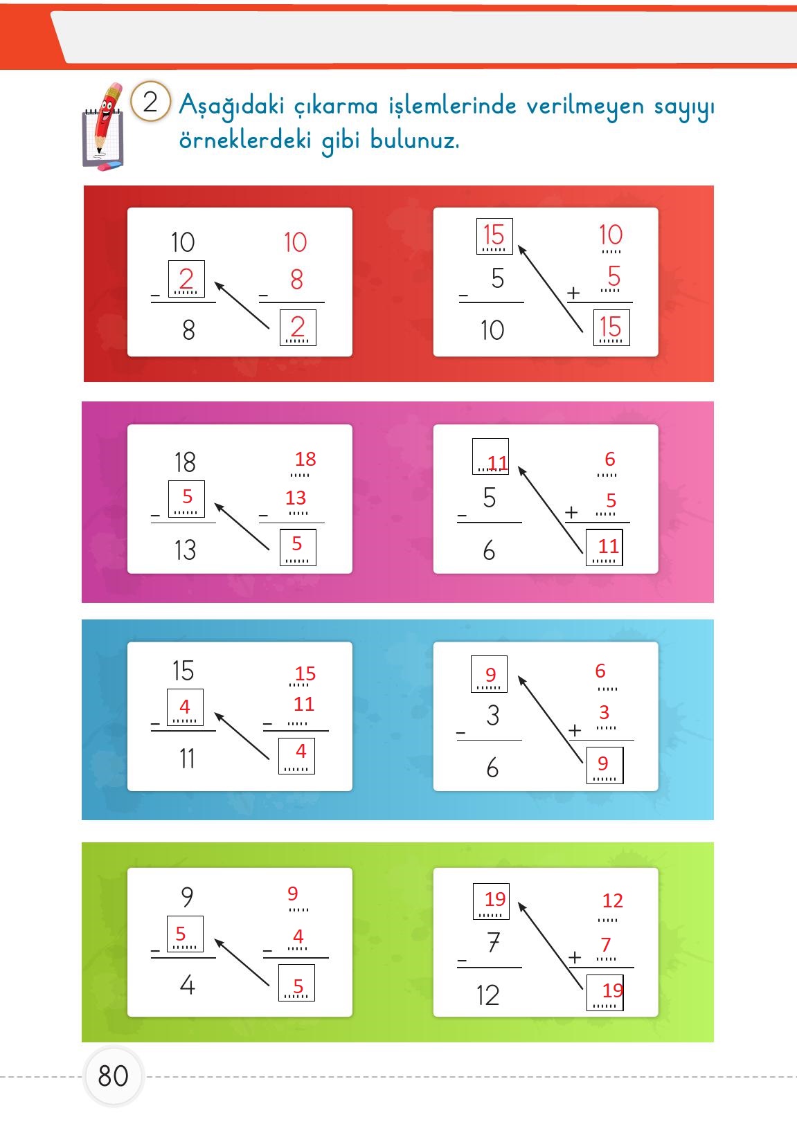 1. Sınıf Meb Yayınları 2. Kitap Matematik Ders Kitabı Sayfa 80 Cevapları