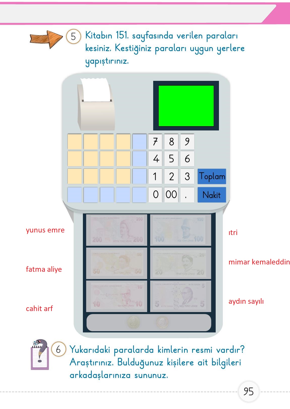 1. Sınıf Meb Yayınları 2. Kitap Matematik Ders Kitabı Sayfa 95 Cevapları