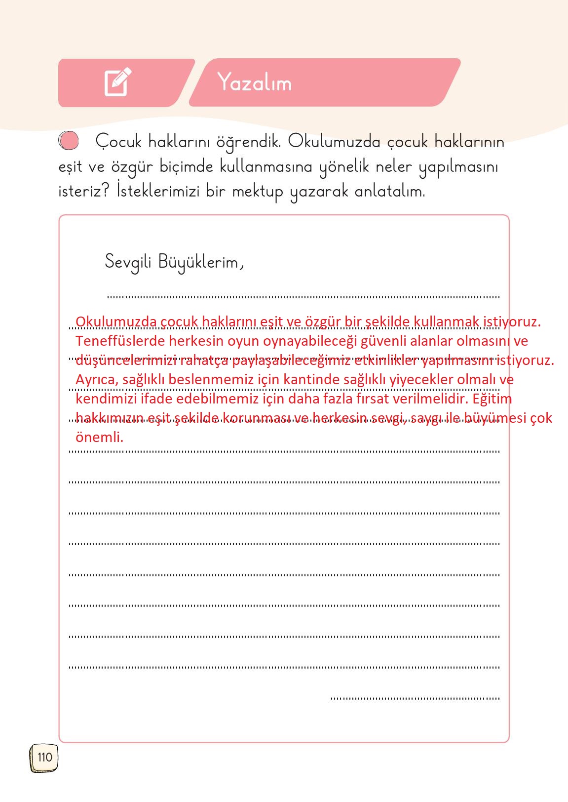 1. Sınıf Meb Yayınları 2. Kitap Türkçe Ders Kitabı Sayfa 110 Cevapları