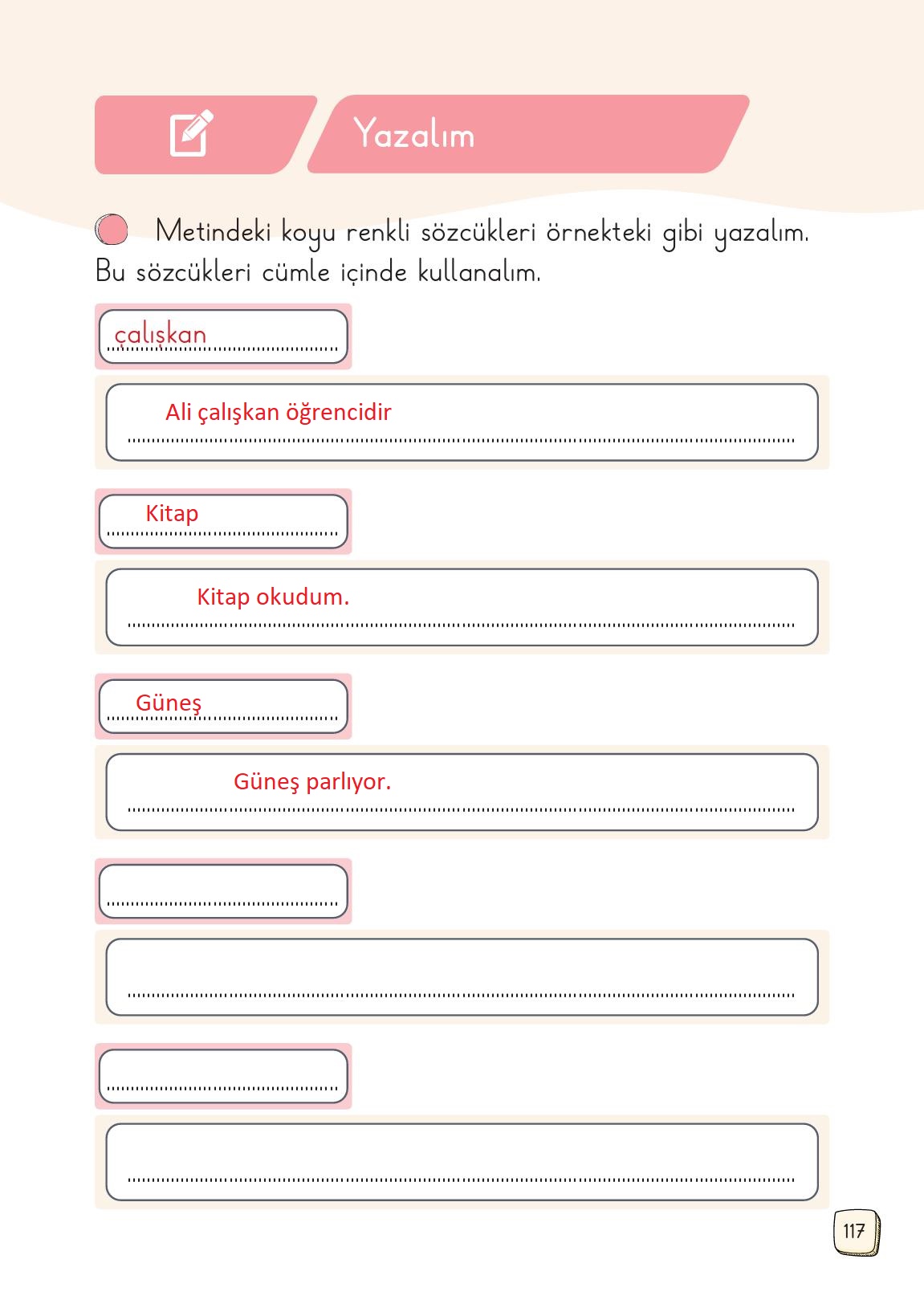 1. Sınıf Meb Yayınları 2. Kitap Türkçe Ders Kitabı Sayfa 117 Cevapları