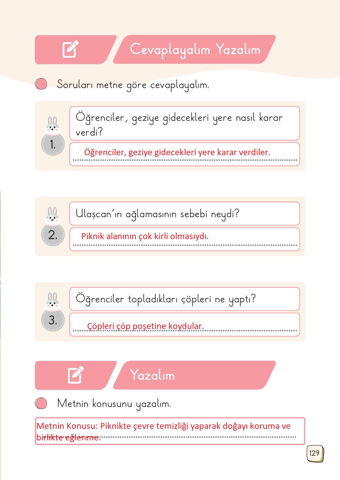 1. Sınıf Meb Yayınları 2. Kitap Türkçe Ders Kitabı Sayfa 129 Cevapları 1. Sınıf Meb Yayınları 2. Kitap Türkçe Ders Kitabı Sayfa 129 Cevapları