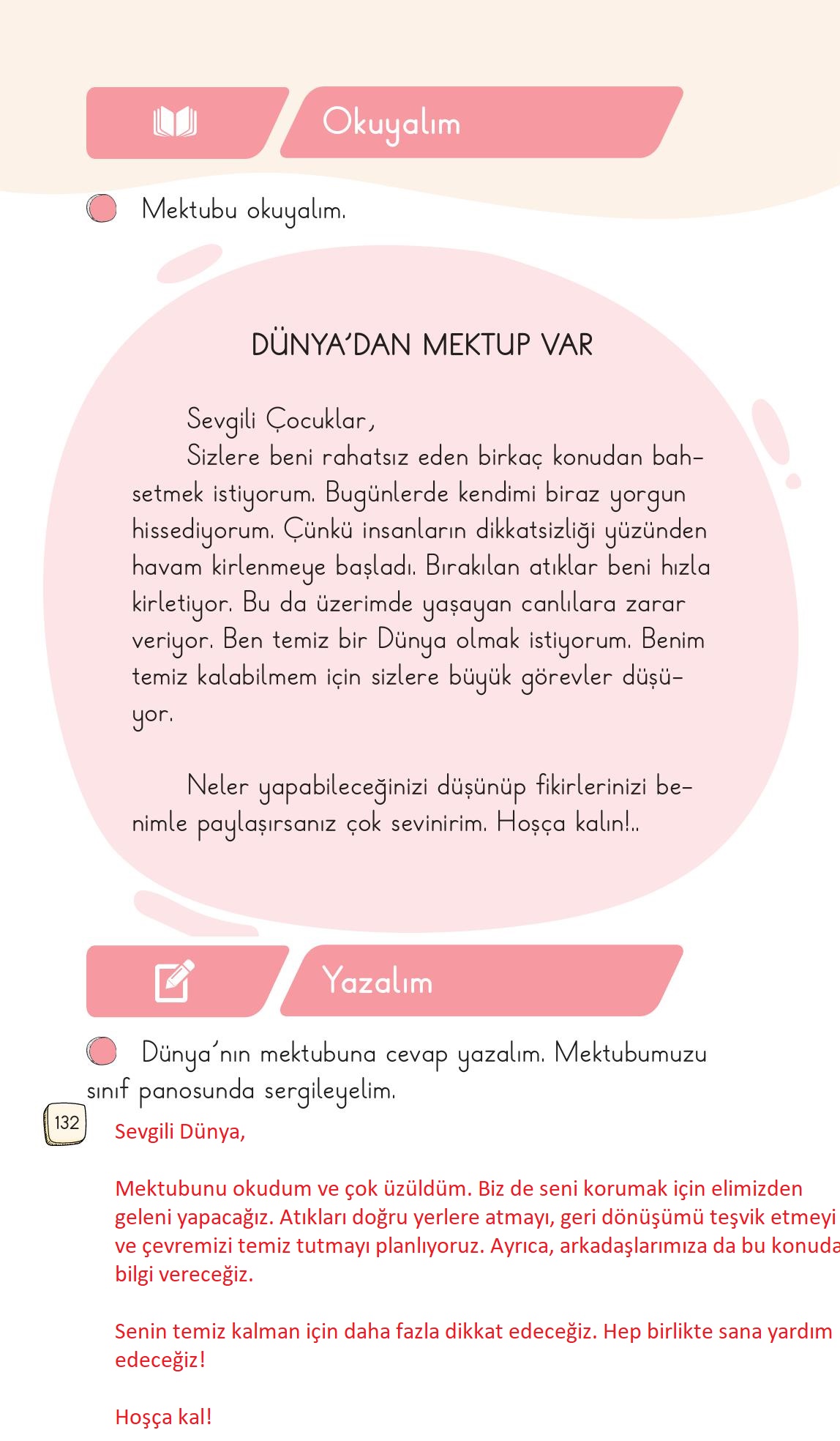 1. Sınıf Meb Yayınları 2. Kitap Türkçe Ders Kitabı Sayfa 132 Cevapları