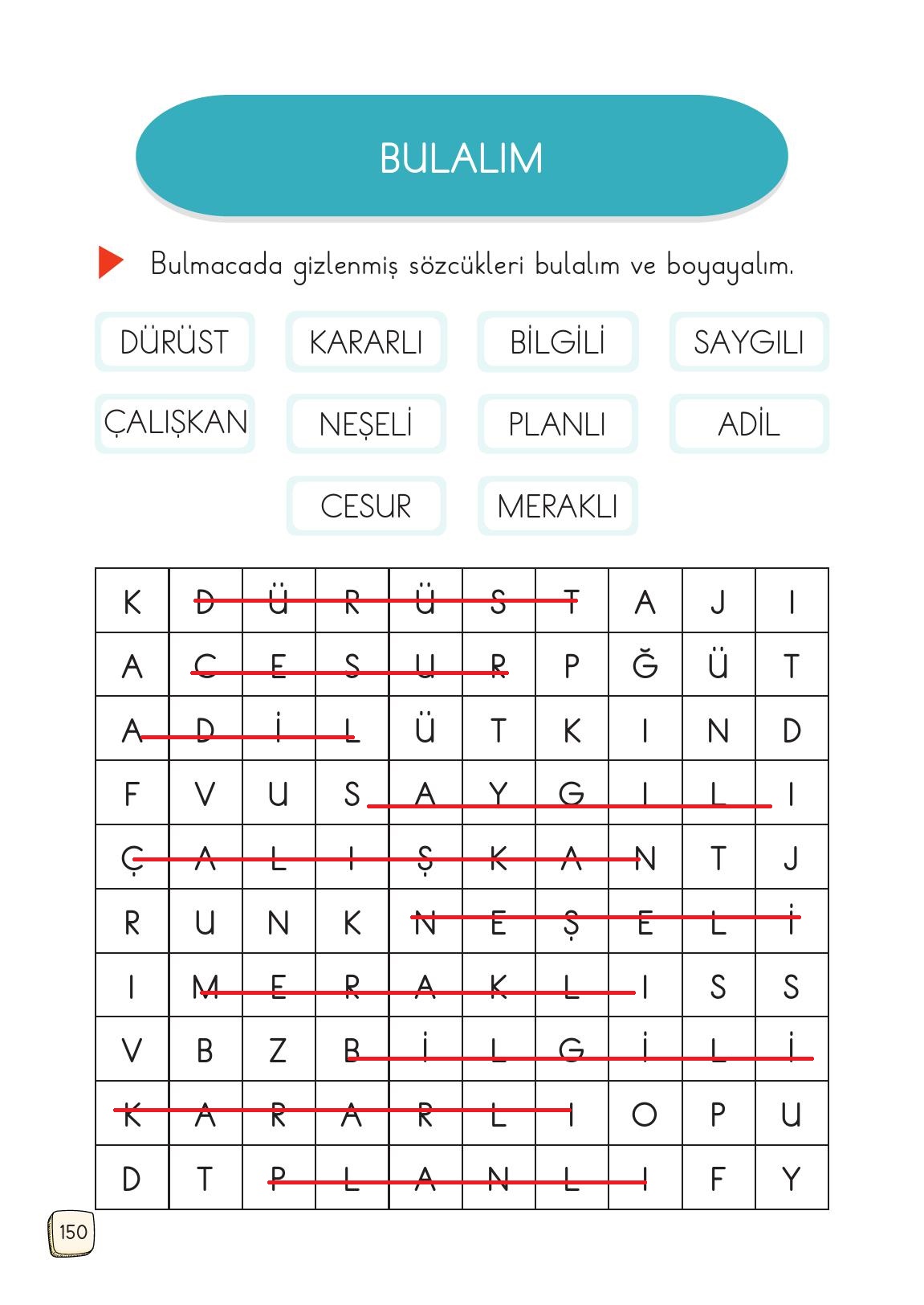 1. Sınıf Meb Yayınları 2. Kitap Türkçe Ders Kitabı Sayfa 150 Cevapları