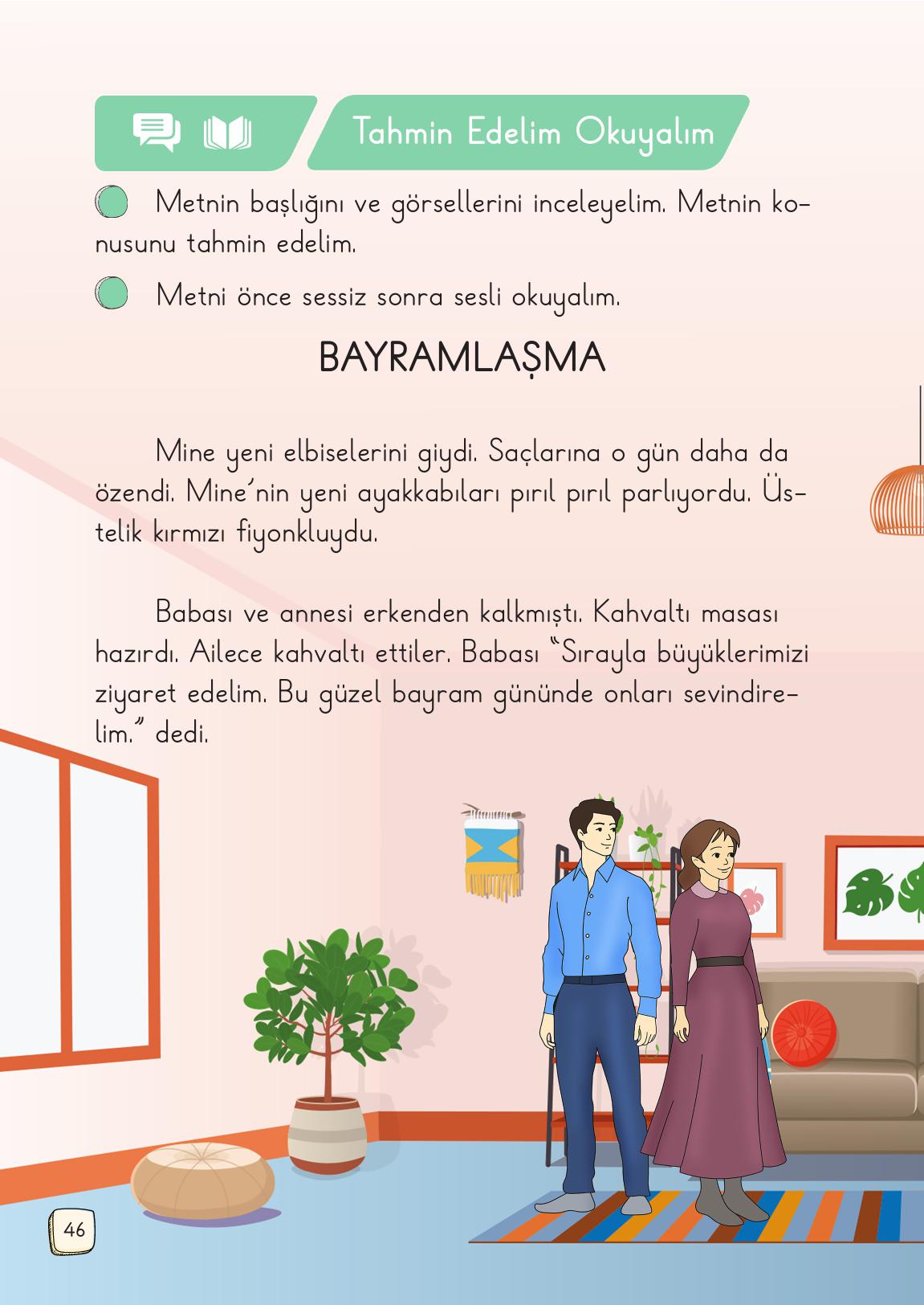 1. Sınıf Meb Yayınları 2. Kitap Türkçe Ders Kitabı Sayfa 46 Cevapları