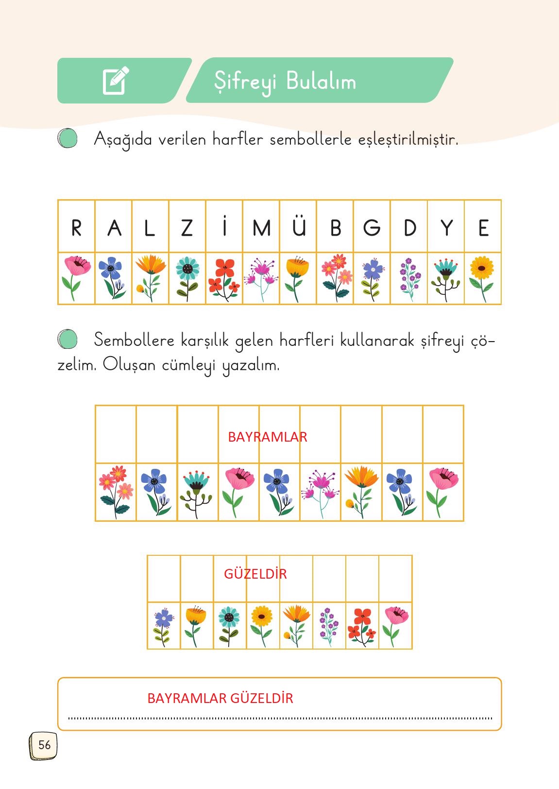 1. Sınıf Meb Yayınları 2. Kitap Türkçe Ders Kitabı Sayfa 56 Cevapları