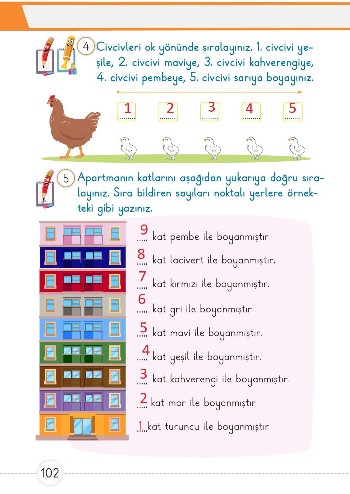 1. Sınıf Meb Yayınları Matematik Ders Kitabı Sayfa 102 Cevapları