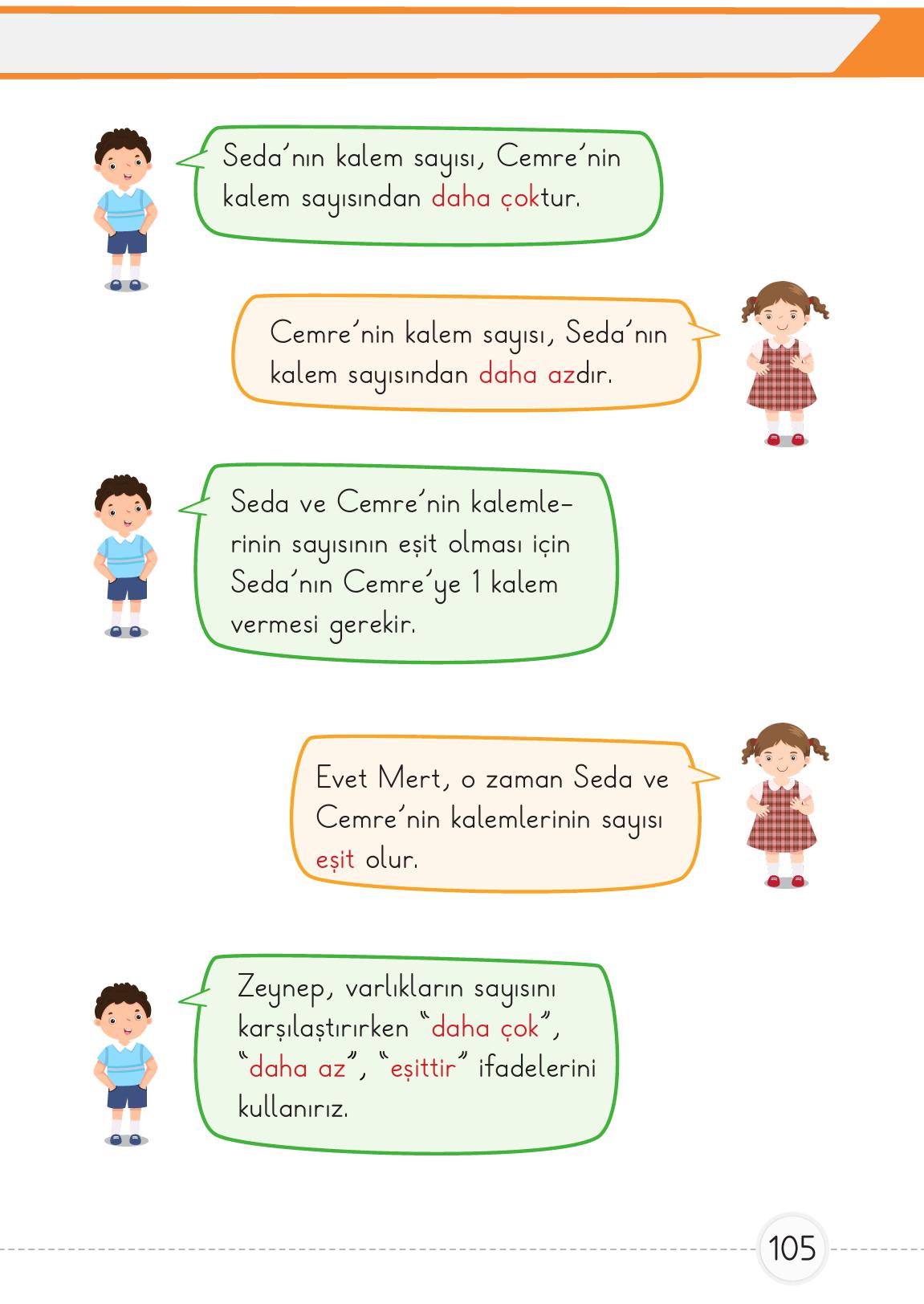 1. Sınıf Meb Yayınları Matematik Ders Kitabı Sayfa 105 Cevapları