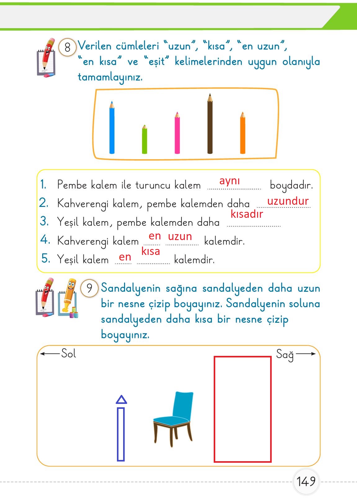 1. Sınıf Meb Yayınları Matematik Ders Kitabı Sayfa 149 Cevapları