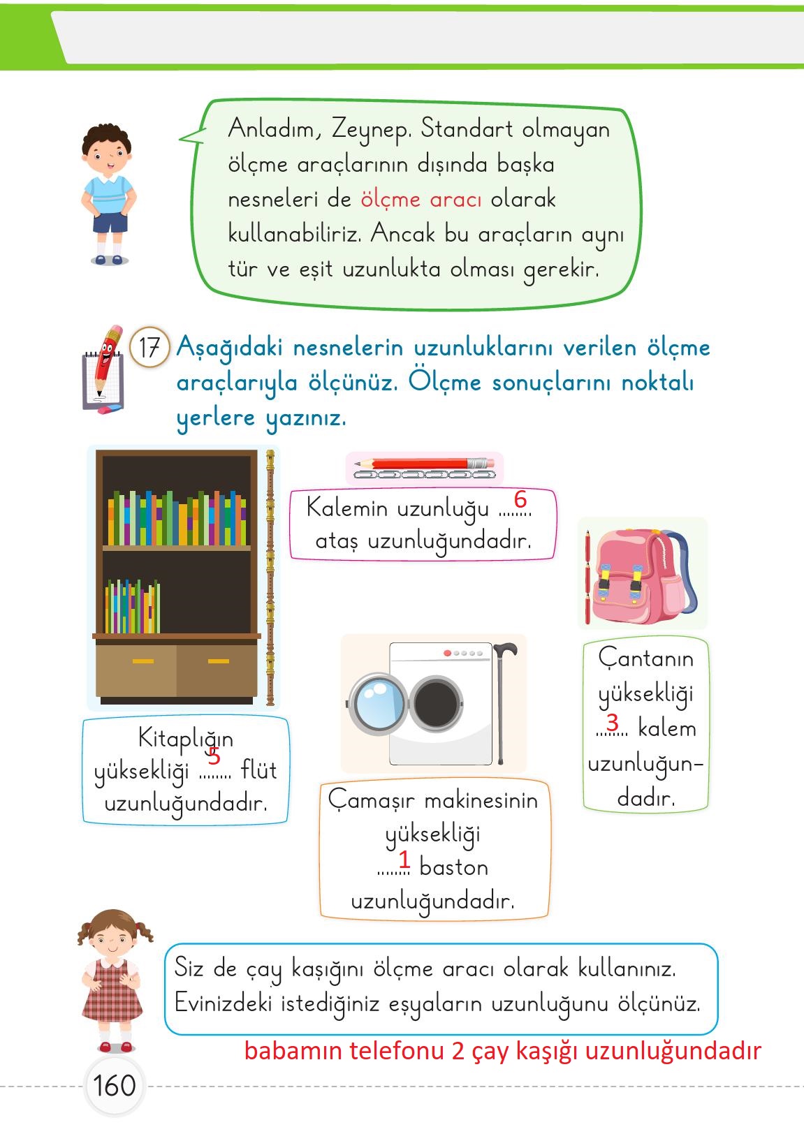 1. Sınıf Meb Yayınları Matematik Ders Kitabı Sayfa 160 Cevapları