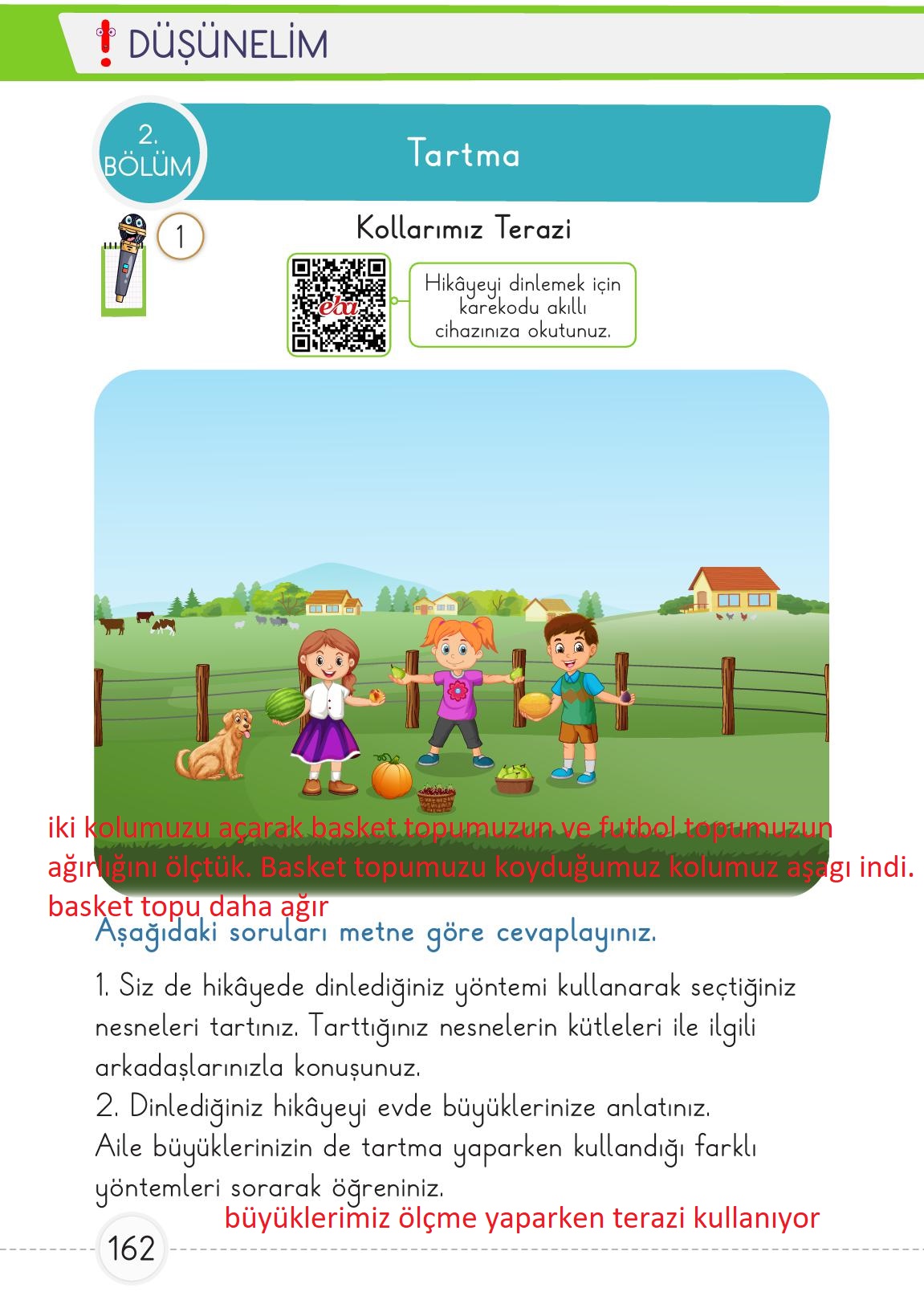 1. Sınıf Meb Yayınları Matematik Ders Kitabı Sayfa 162 Cevapları