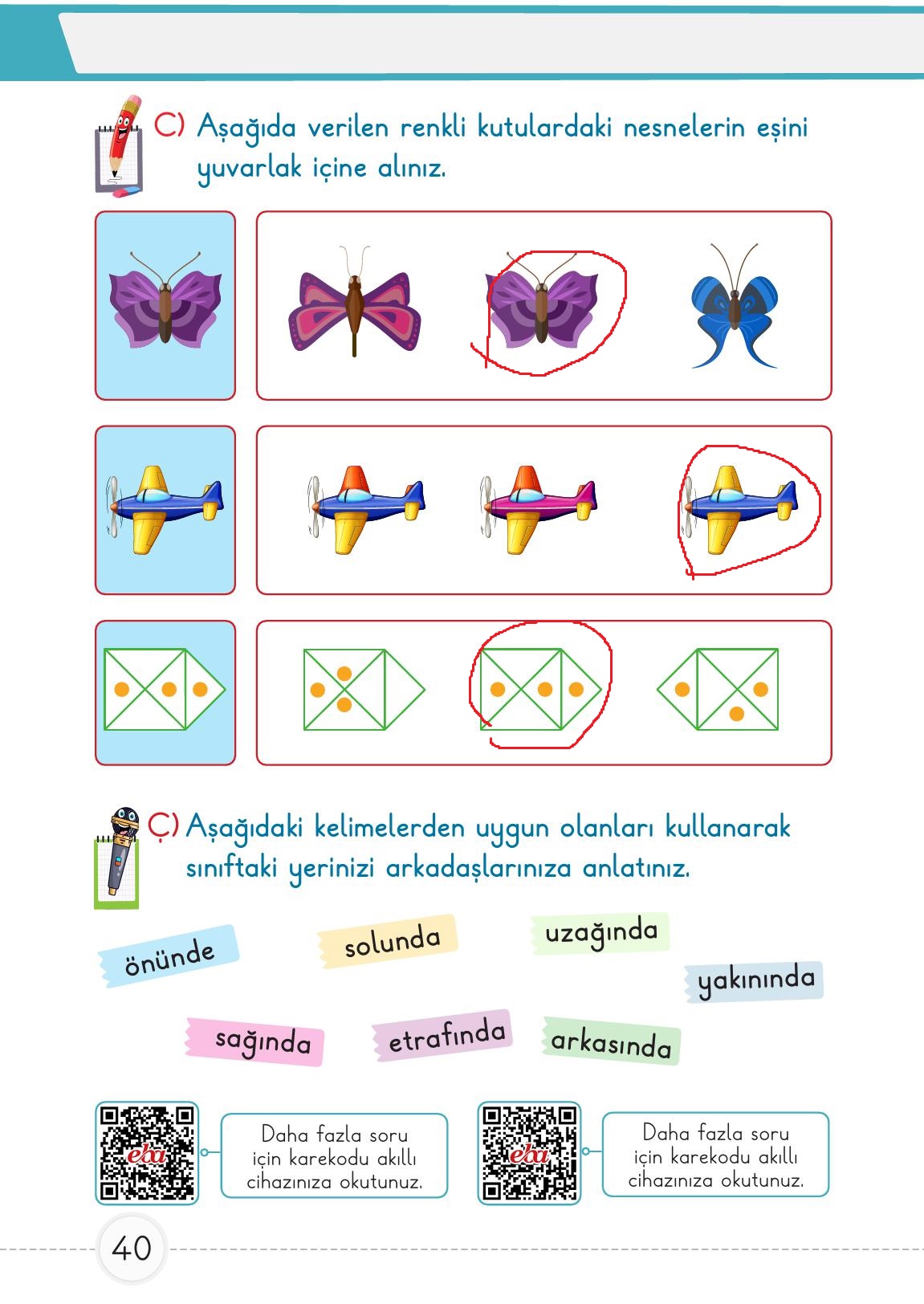 1. Sınıf Meb Yayınları Matematik Ders Kitabı Sayfa 40 Cevapları