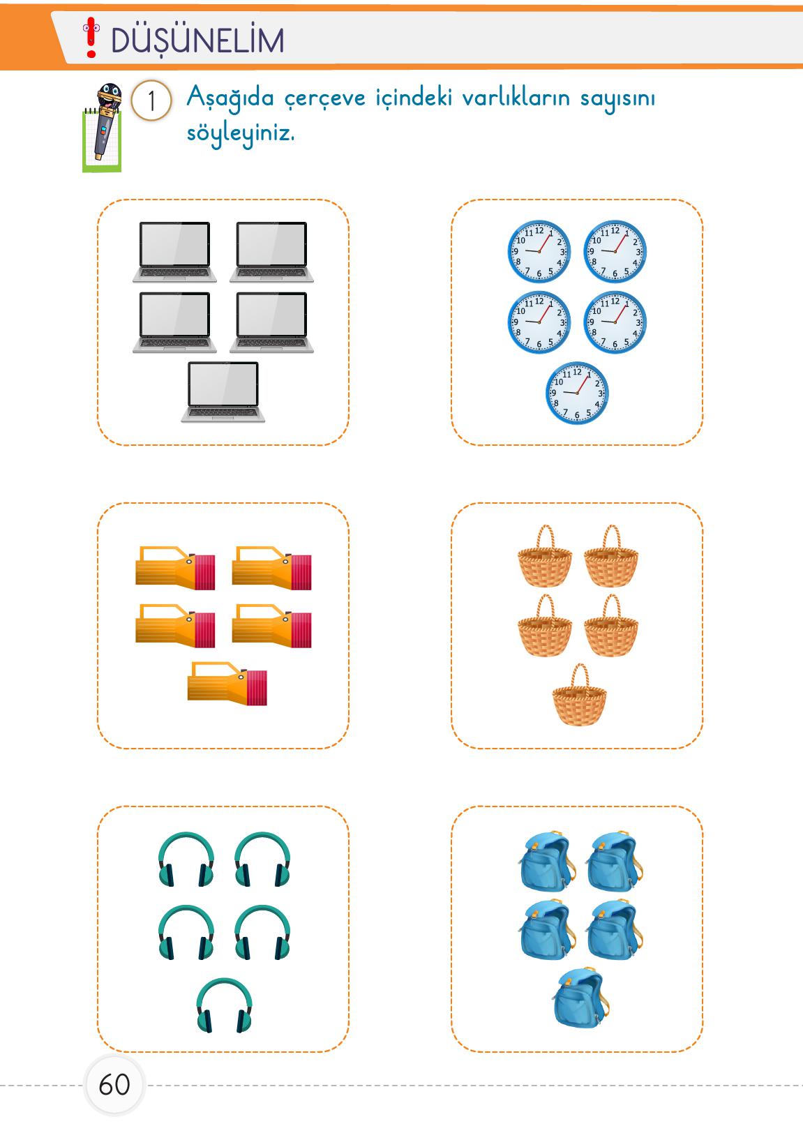 1. Sınıf Meb Yayınları Matematik Ders Kitabı Sayfa 60 Cevapları
