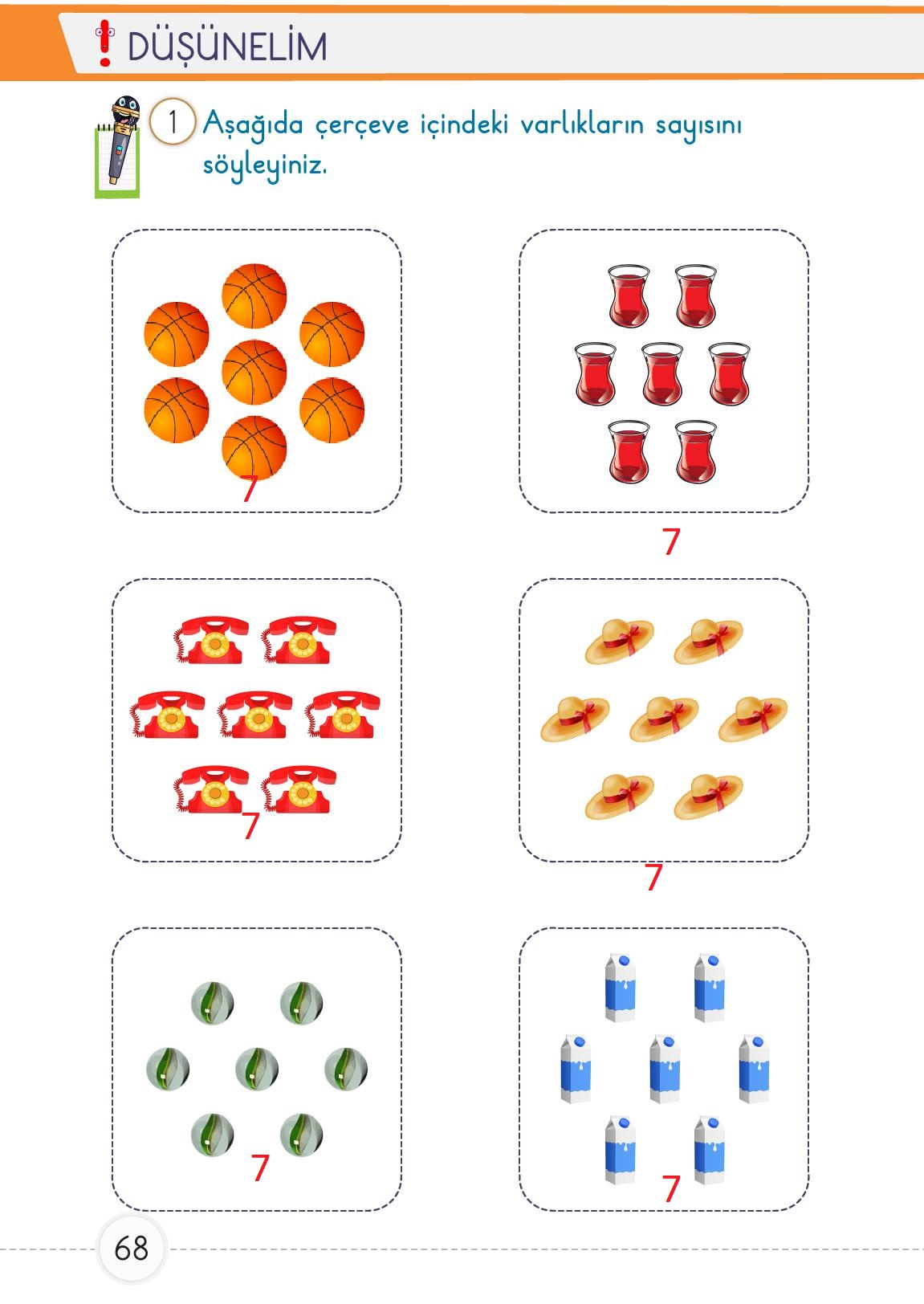 1. Sınıf Meb Yayınları Matematik Ders Kitabı Sayfa 68 Cevapları