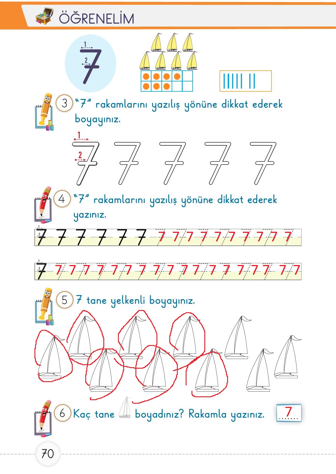 1. Sınıf Meb Yayınları Matematik Ders Kitabı Sayfa 70 Cevapları