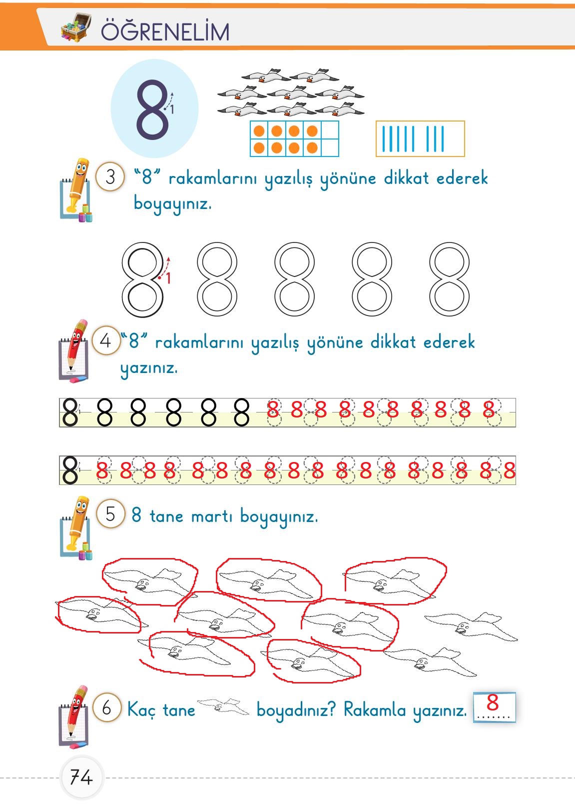 1. Sınıf Meb Yayınları Matematik Ders Kitabı Sayfa 74 Cevapları