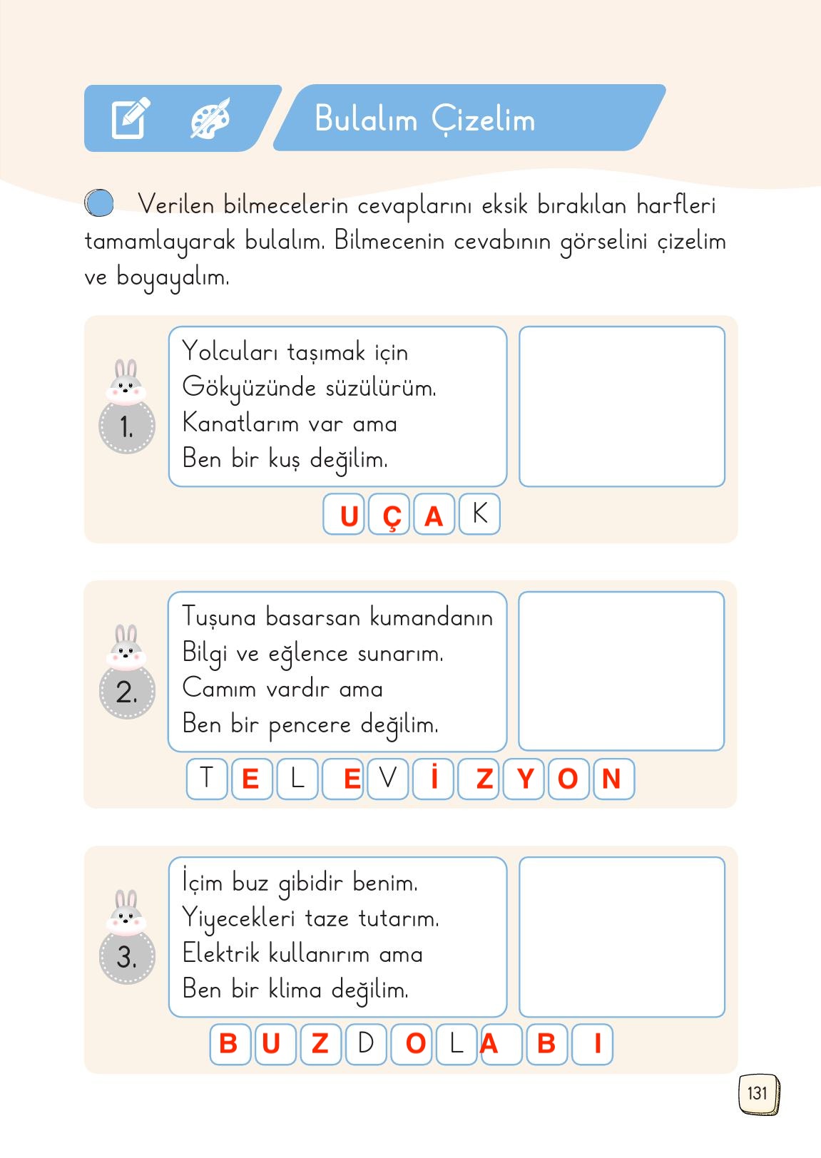 1. Sınıf Meb Yayınları Türkçe Ders Kitabı Sayfa 131 Cevapları