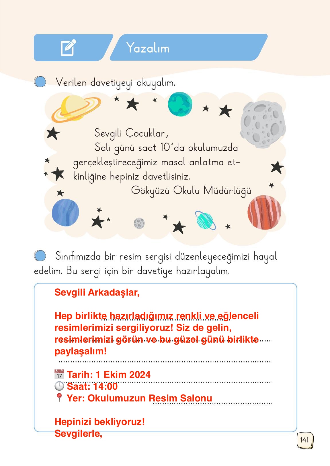 1. Sınıf Meb Yayınları Türkçe Ders Kitabı Sayfa 141 Cevapları 1. Sınıf Meb Yayınları Türkçe Ders Kitabı Sayfa 141 Cevapları