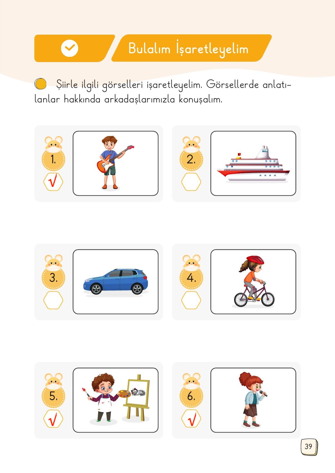 1. Sınıf Meb Yayınları Türkçe Ders Kitabı Sayfa 39 Cevapları