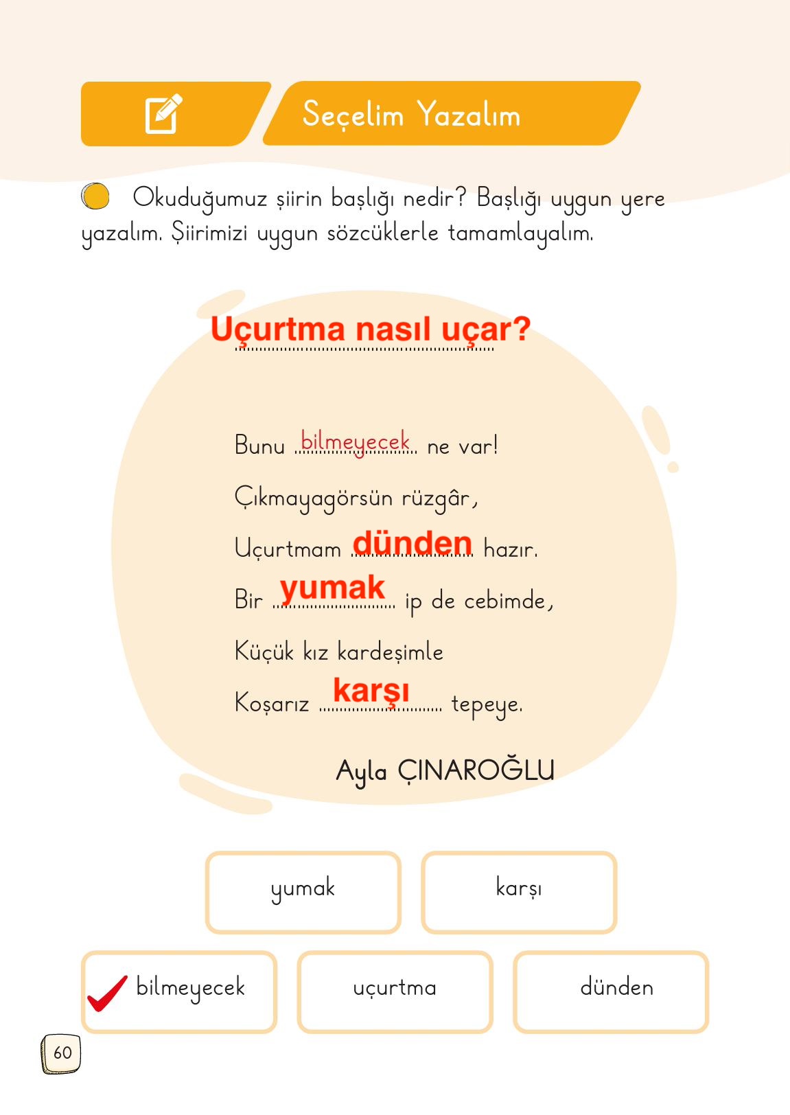 1. Sınıf Meb Yayınları Türkçe Ders Kitabı Sayfa 60 Cevapları 1. Sınıf Meb Yayınları Türkçe Ders Kitabı Sayfa 60 Cevapları