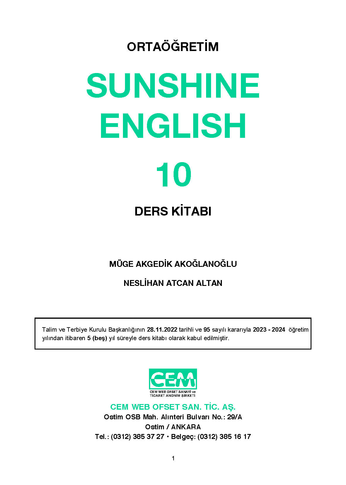 10. Sınıf Cem Yayınları İngilizce Ders Kitabı Sayfa 01 Cevapları