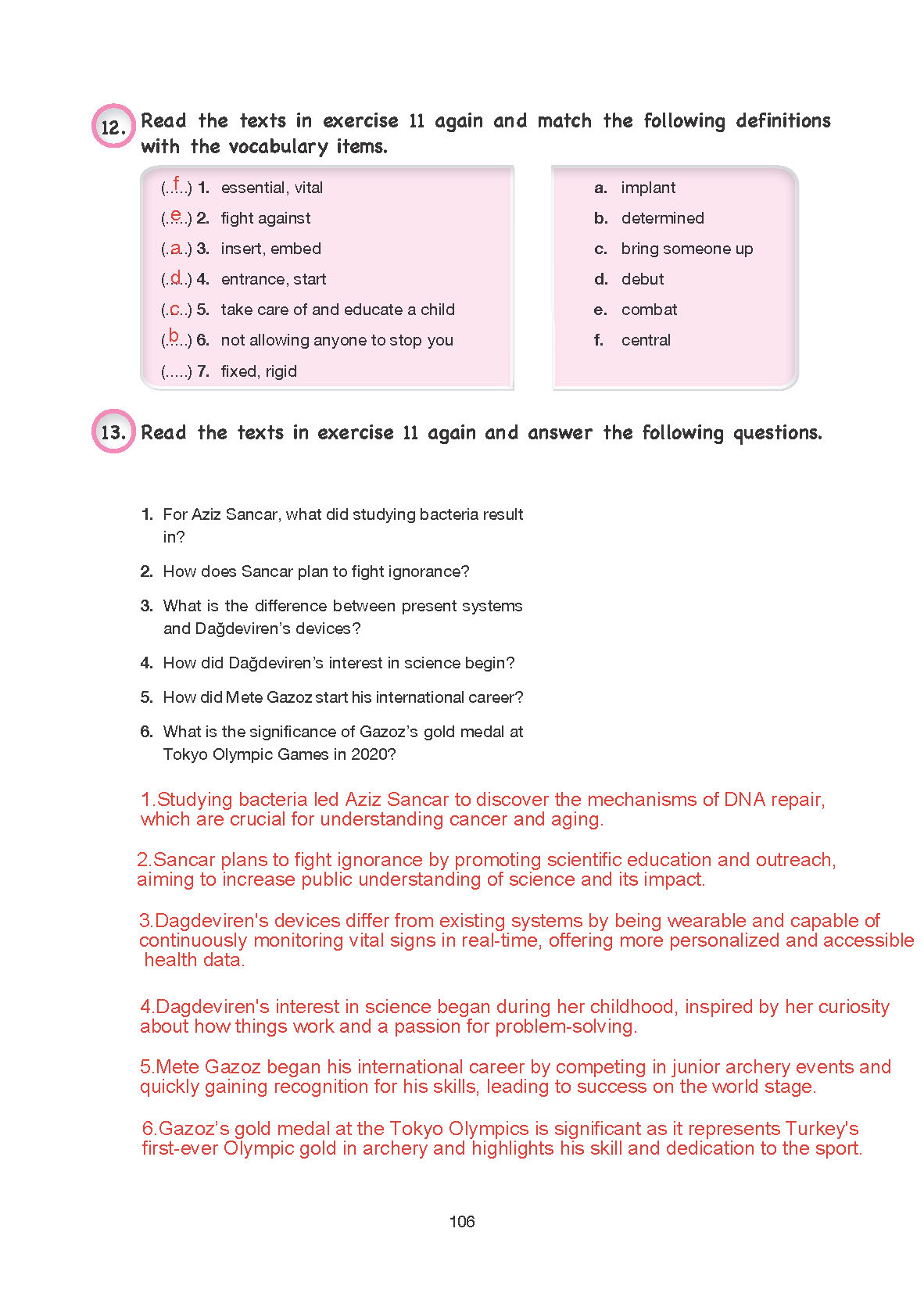 10. Sınıf Cem Yayınları İngilizce Ders Kitabı Sayfa 106 Cevapları