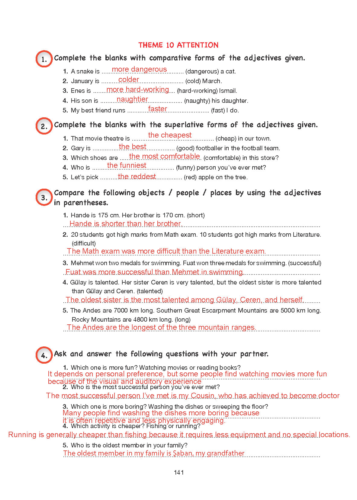 10. Sınıf Cem Yayınları İngilizce Ders Kitabı Sayfa 141 Cevapları